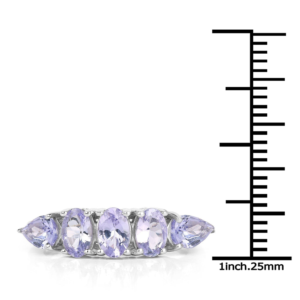2.33 Carat Genuine Tanzanite .925 Sterling Silver Ring