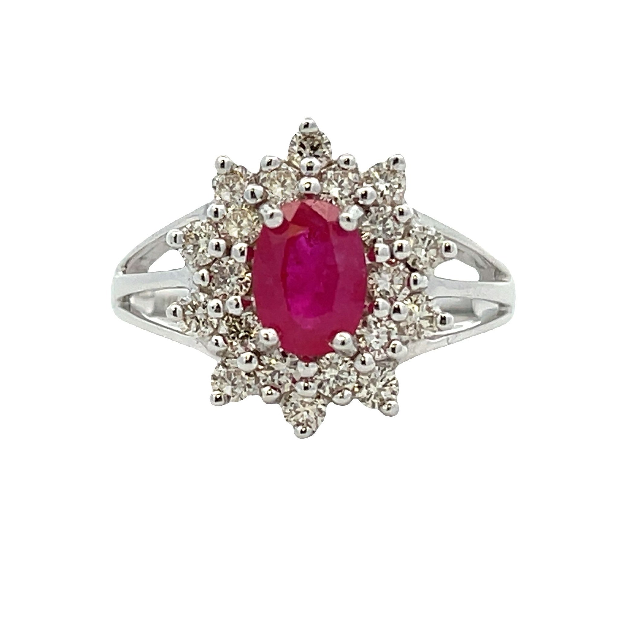 1.65ct Ruby Diamond Ring 14KT White Gold