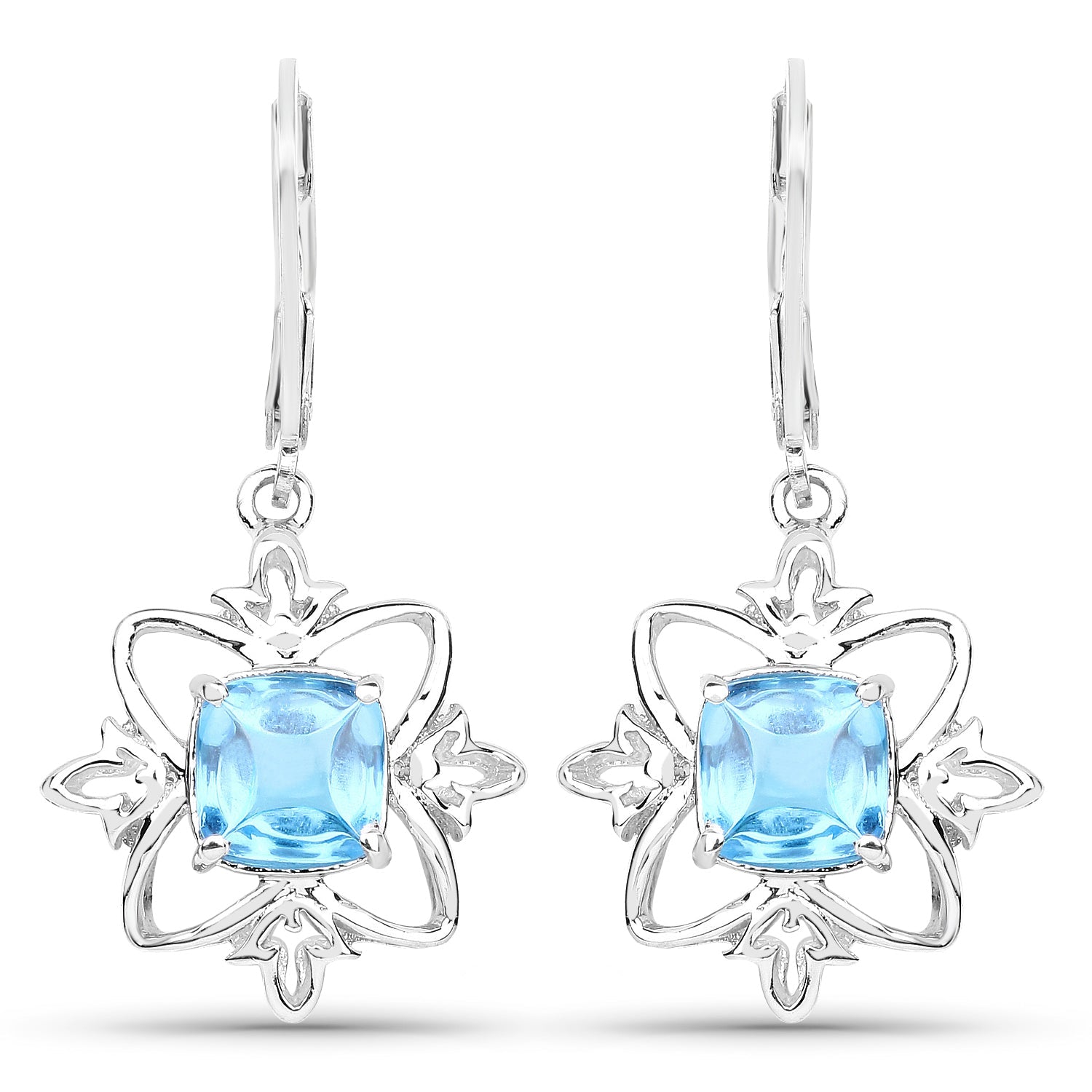 5.30 Carat Genuine Swiss Blue Topaz .925 Sterling Silver Earrings