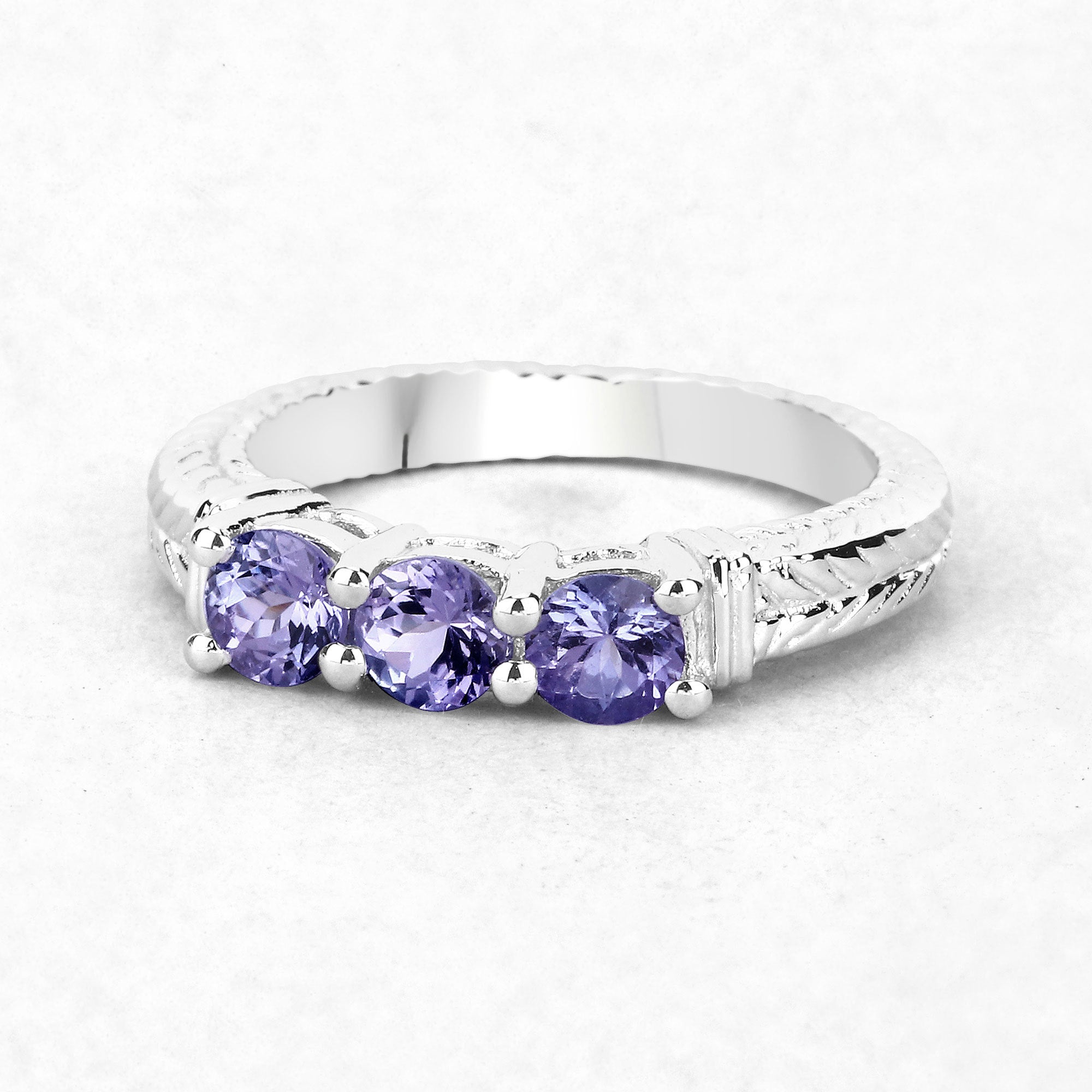 1.11 Carat Genuine Tanzanite .925 Sterling Silver Ring
