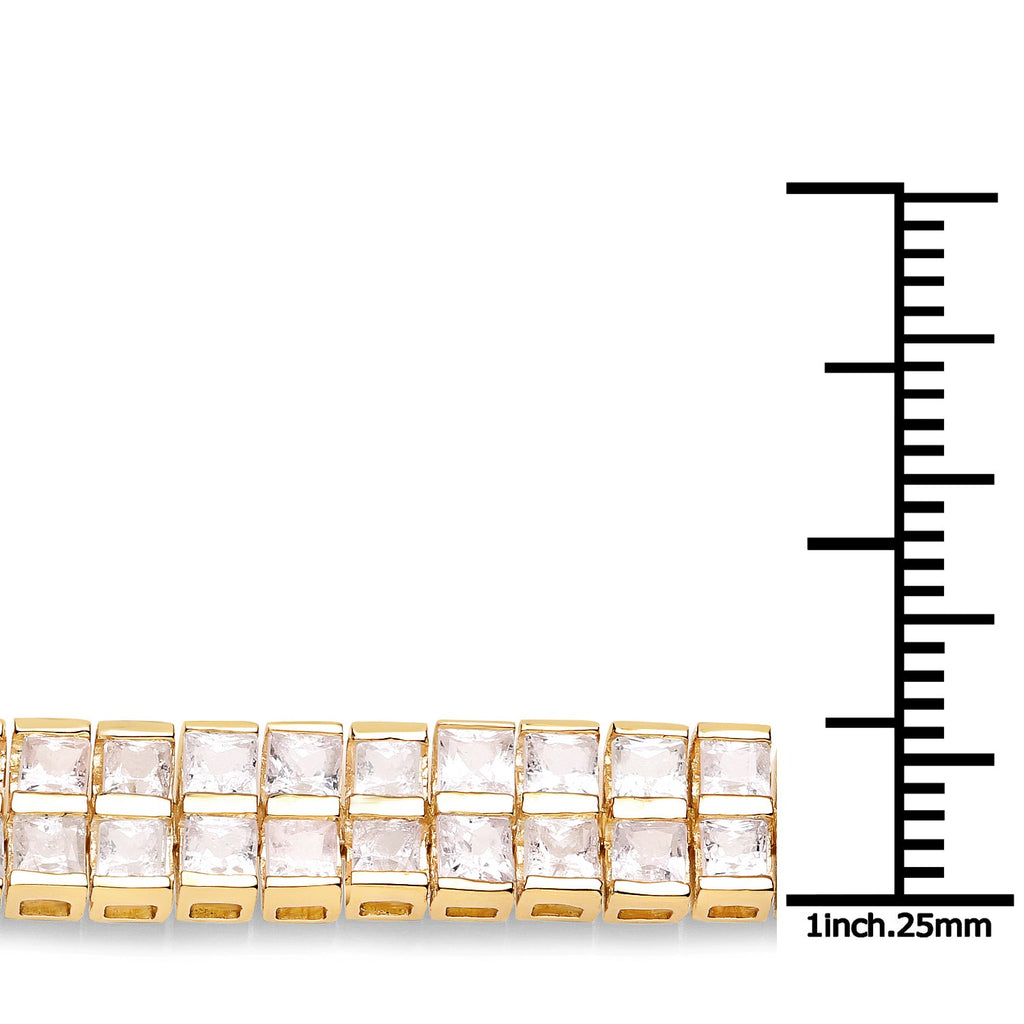 14K Yellow Gold Plated 9.52 Carat Genuine Blue Sapphire and White Sapphire .925 Sterling Silver Bracelet