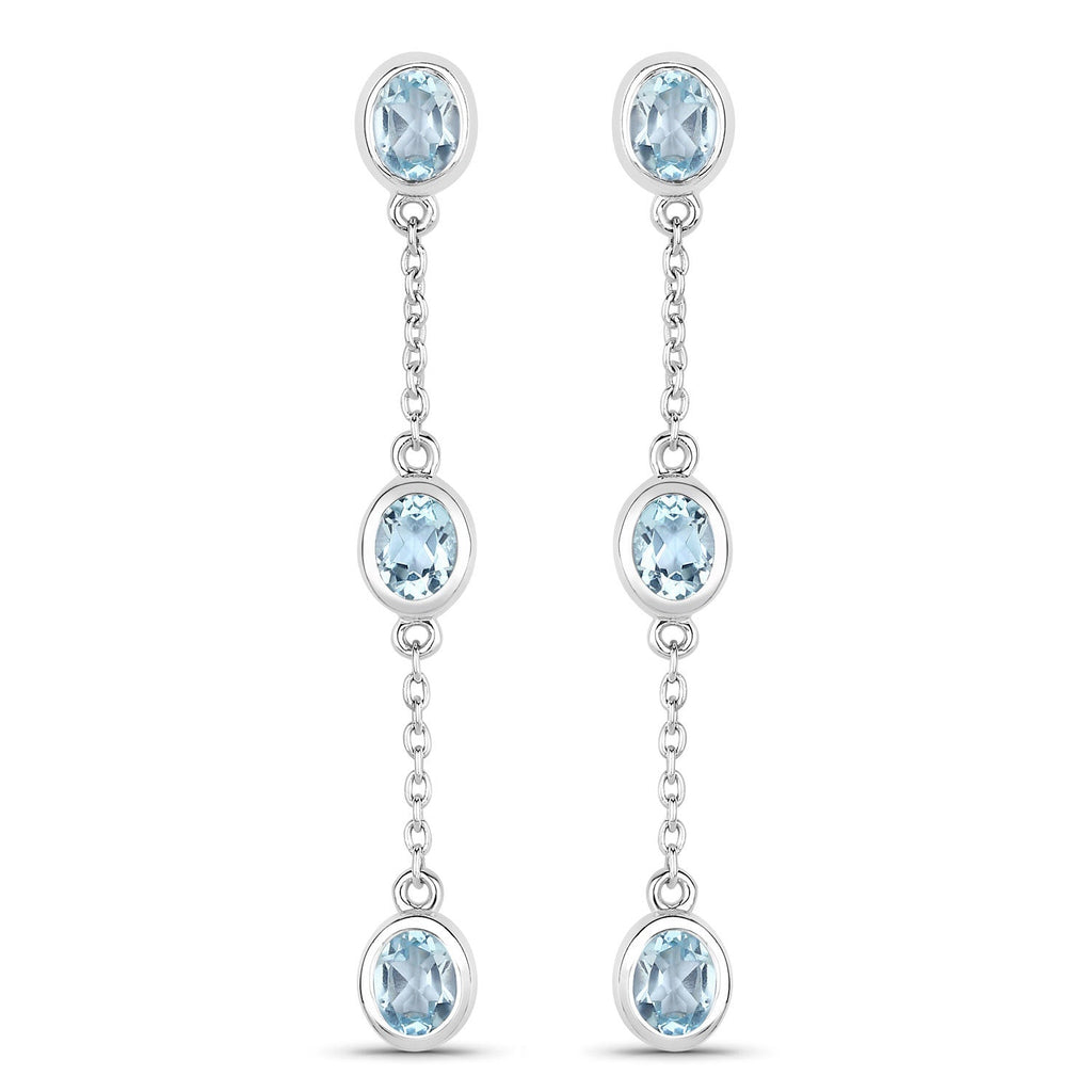 2.16 Carat Genuine Blue Topaz .925 Sterling Silver Earrings