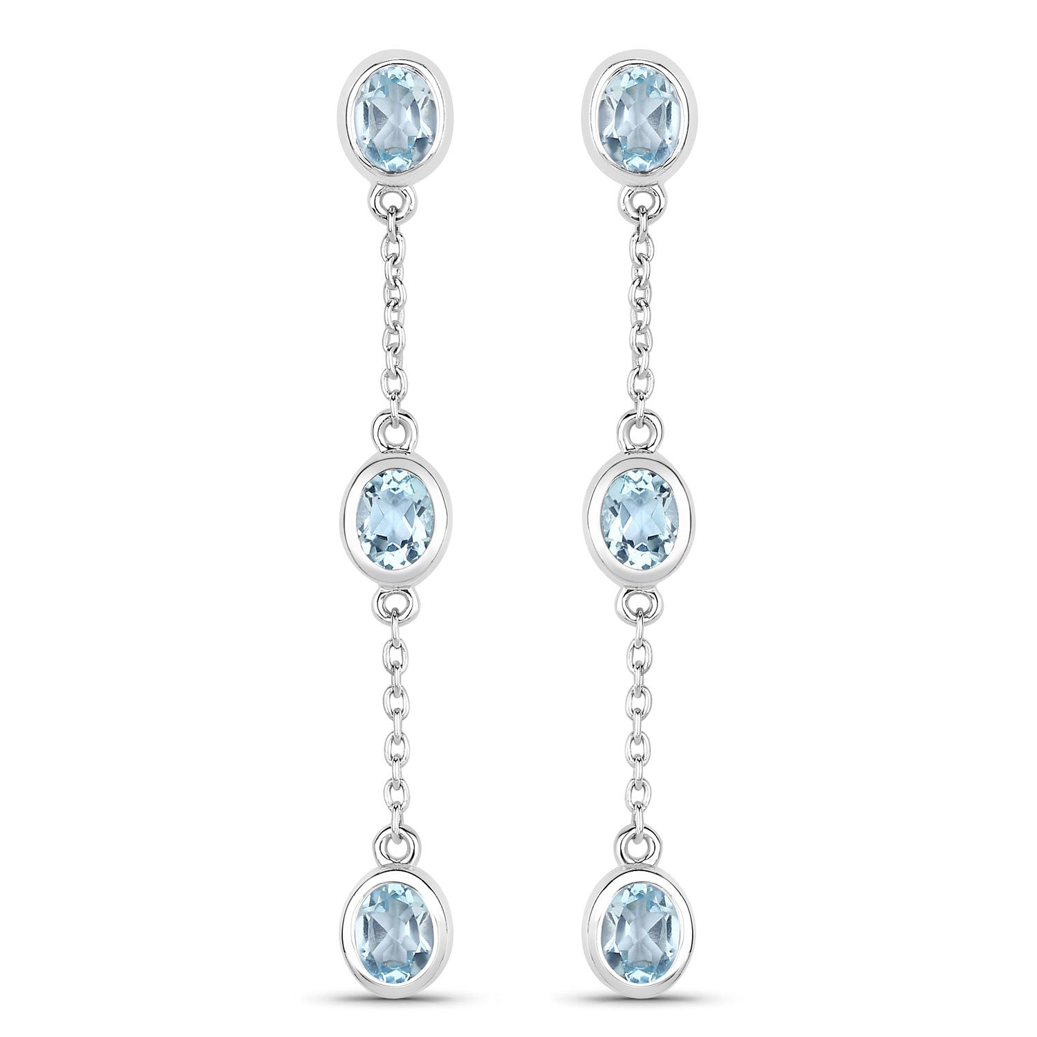 2.16 Carat Genuine Blue Topaz .925 Sterling Silver Earrings