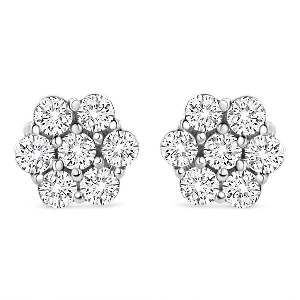 14K White Gold 1/2 cttw Round-Cut Diamond Floral Stud Earrings (I-J Color, SI2-I1 Clarity)