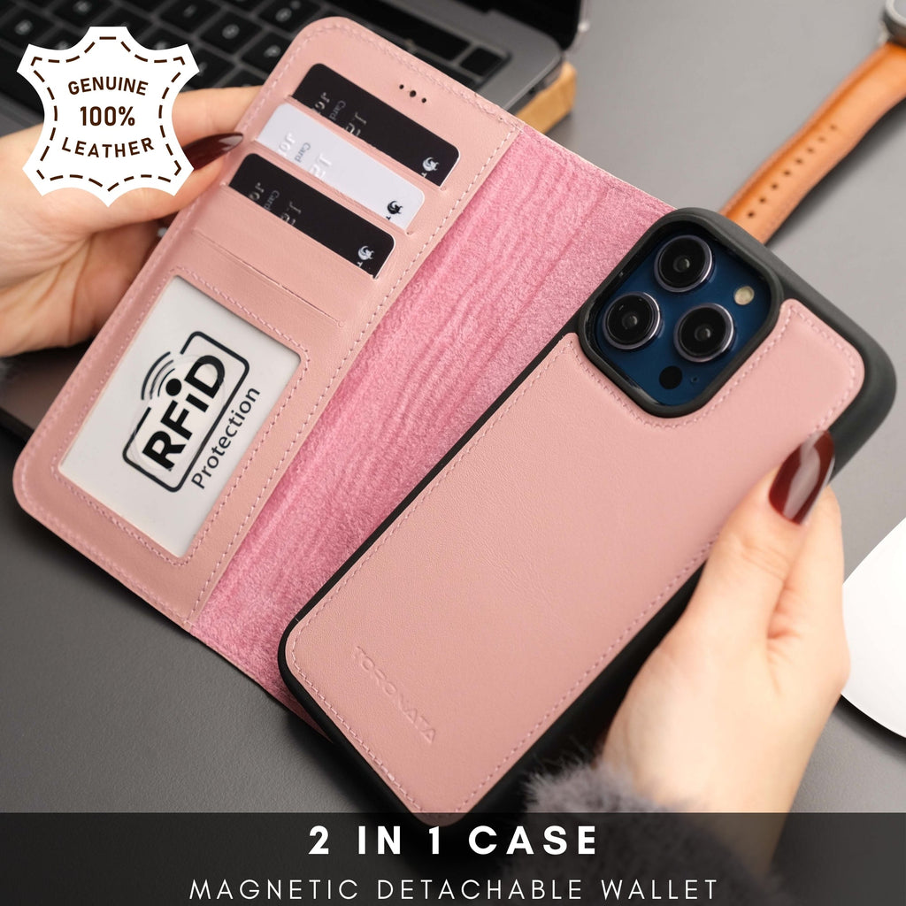 Casper Leather iPhone 15 Pro Wallet Case | Detachable MagSafe Compatible RFID Protection