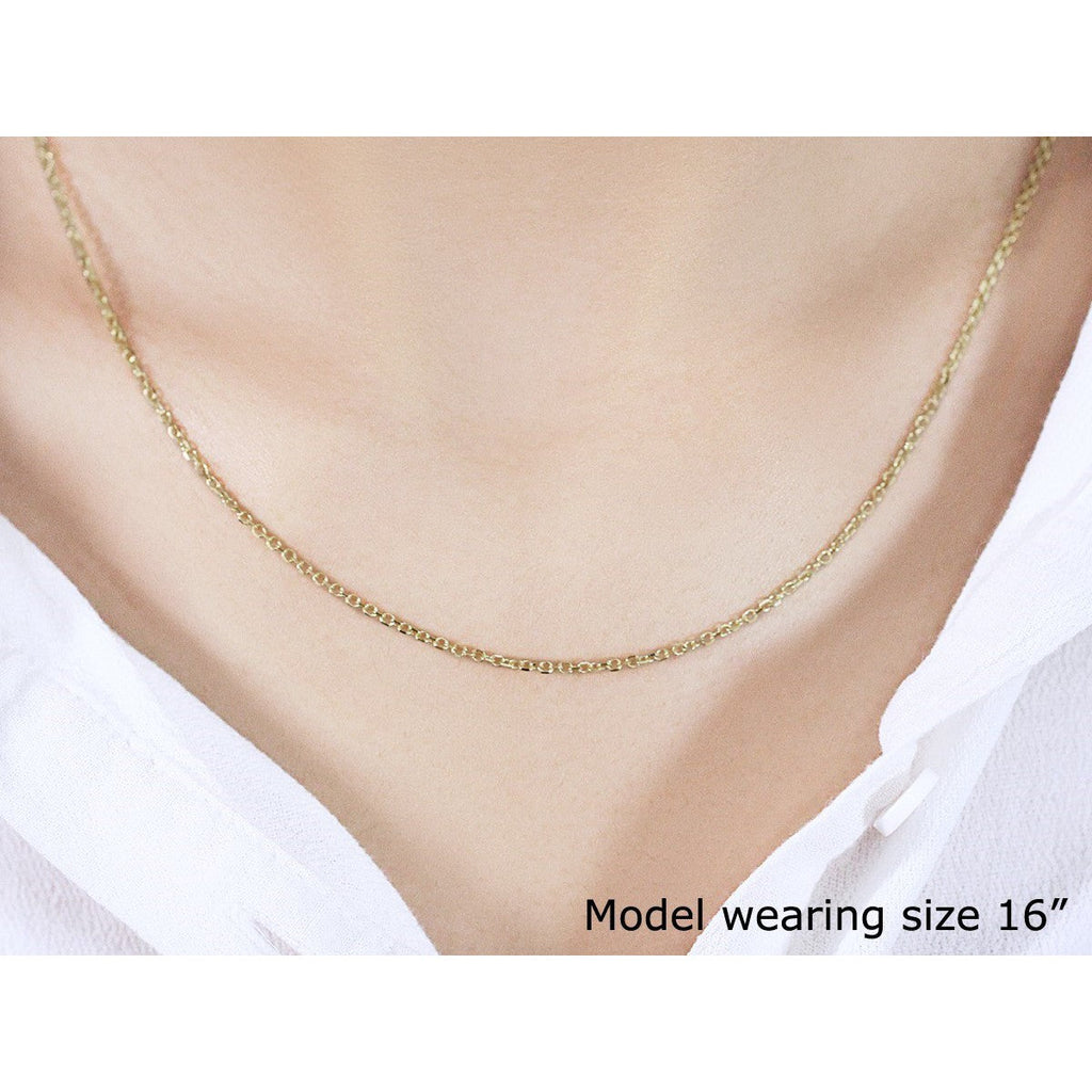 18k Yellow Gold Diamond Cut Cable Link Chain (1.40 mm)