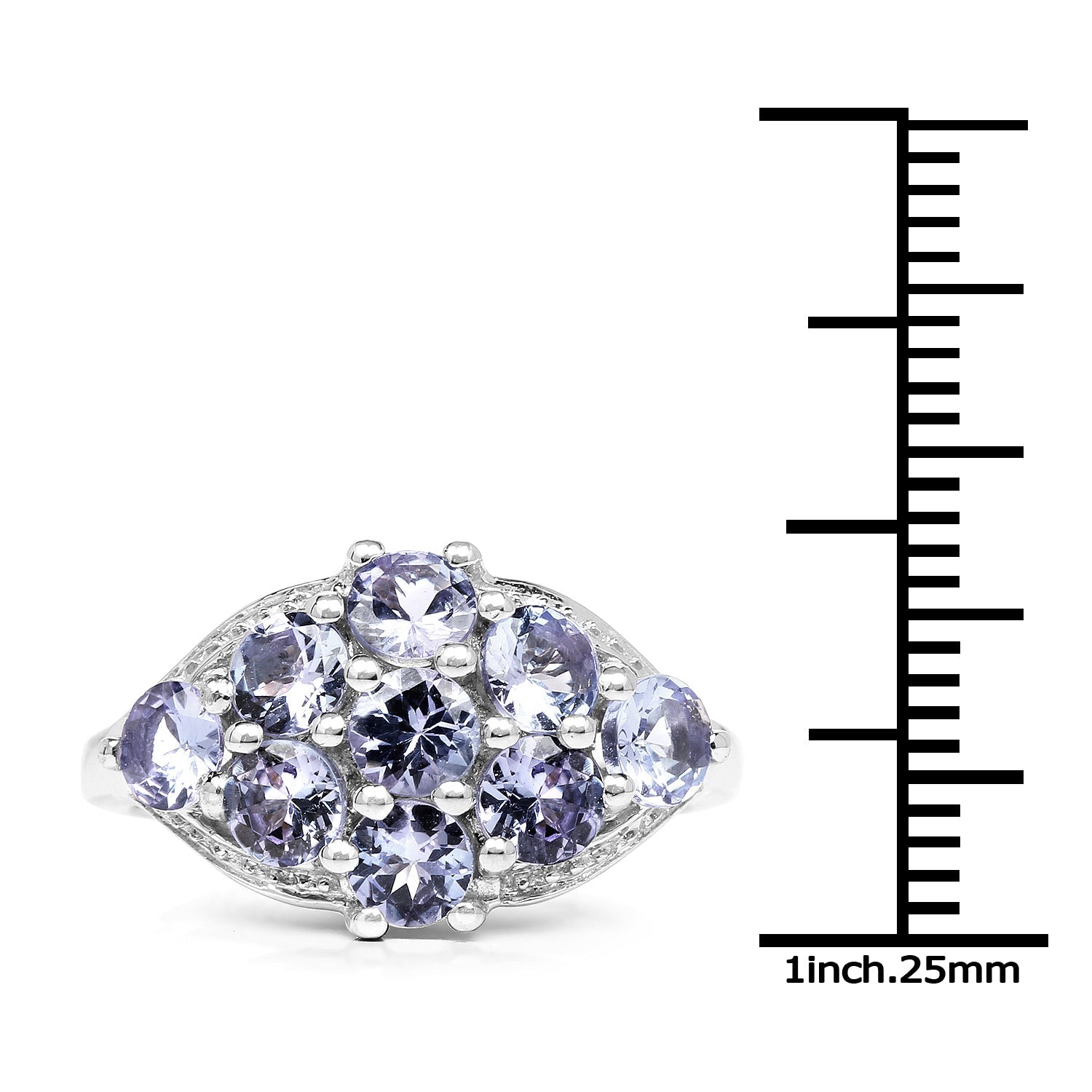 2.07 Carat Genuine Tanzanite .925 Sterling Silver Ring