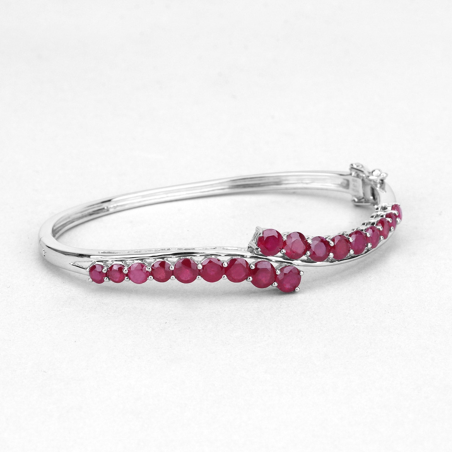 9.10 Carat Glass Filled Ruby .925 Sterling Silver Bangle