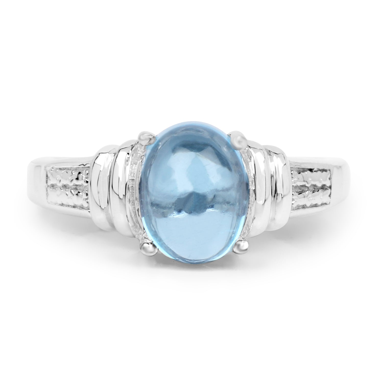 2.10 Carat Genuine Swiss Blue Topaz .925 Sterling Silver Ring