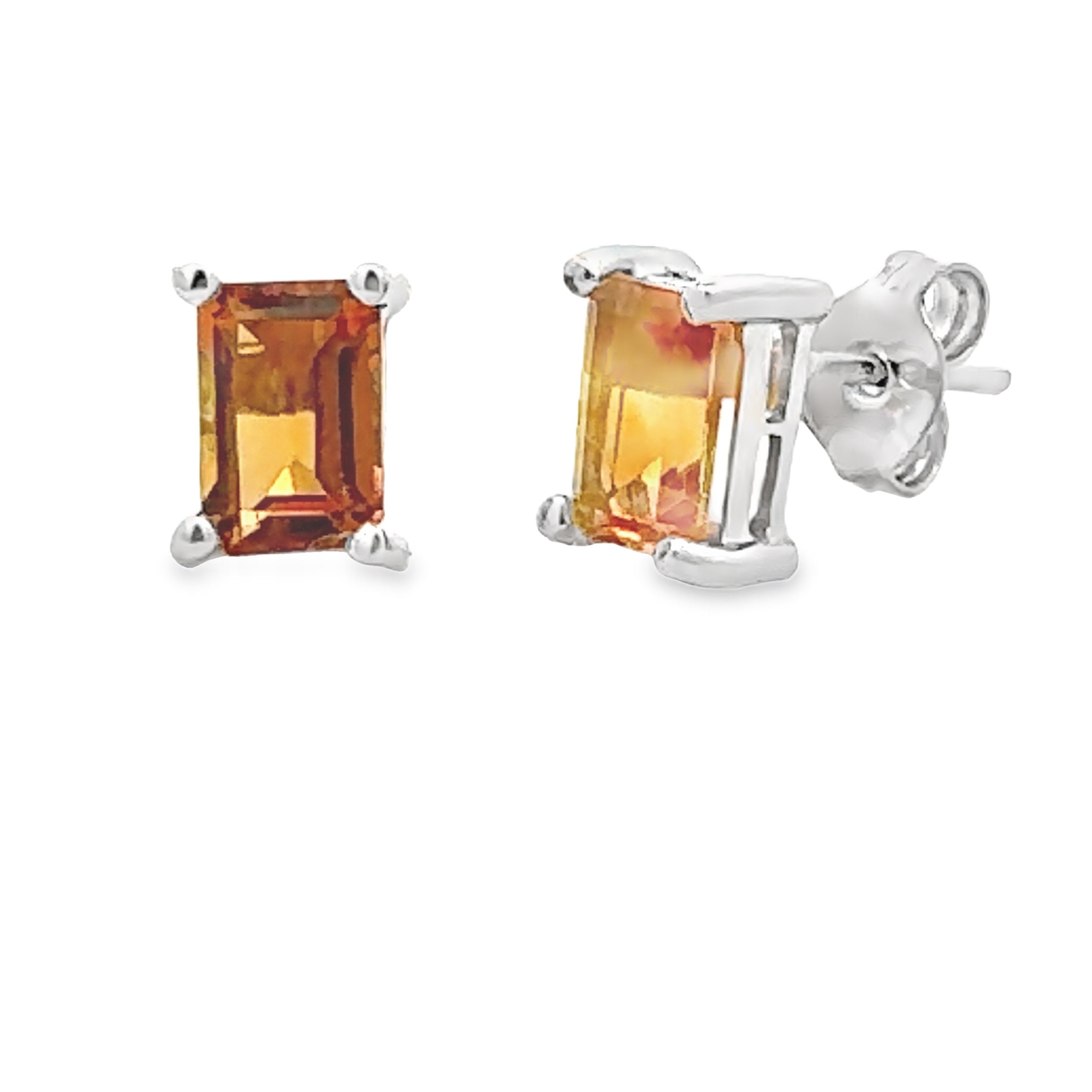 1.05ct Citrine Stud Earrings 10KT White Gold