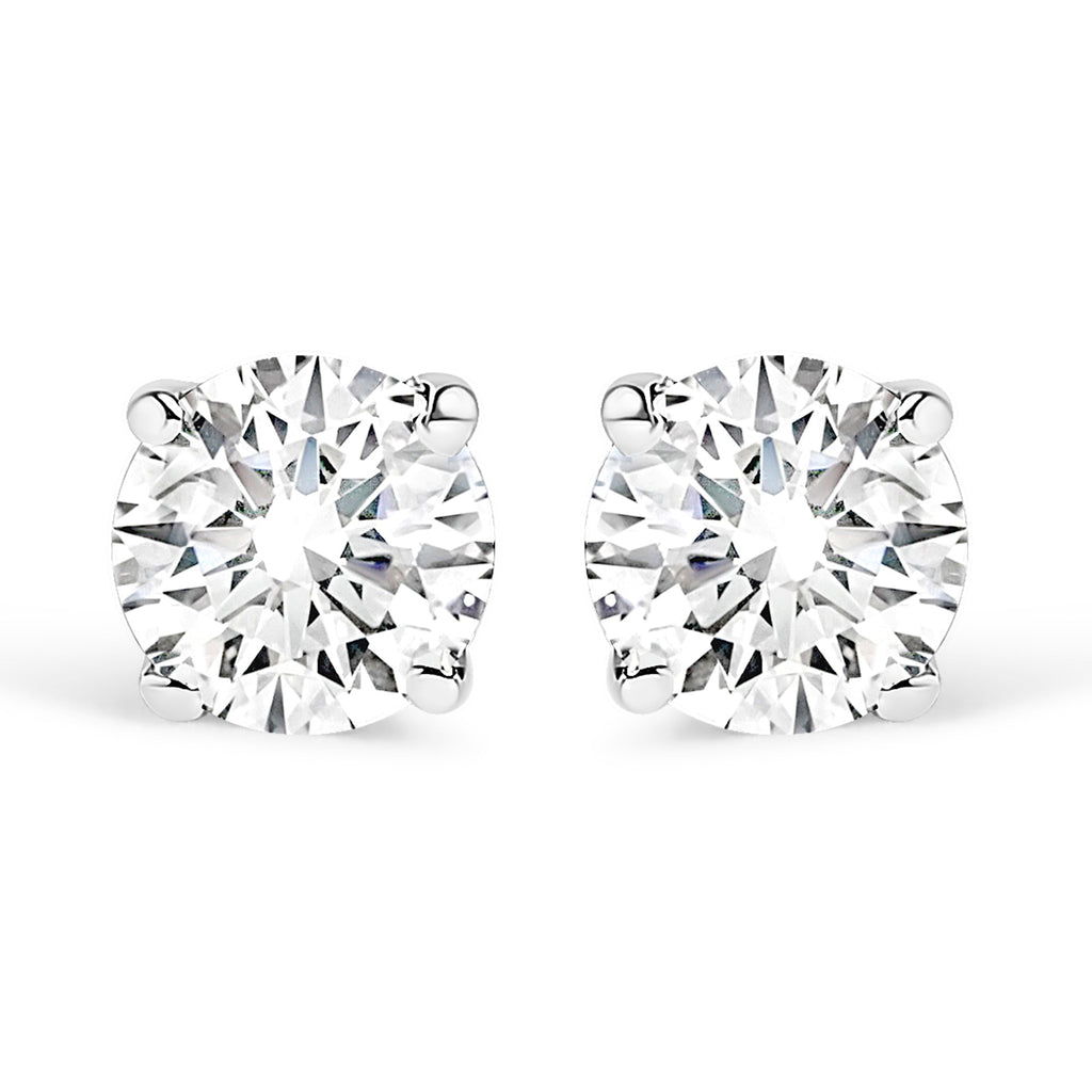 14K White Gold 5/8 Cttw Round Brilliant-Cut Lab Grown Diamond Classic 4-Prong Push back Stud Earrings (F-G Color, VS1-VS2 Clarity)