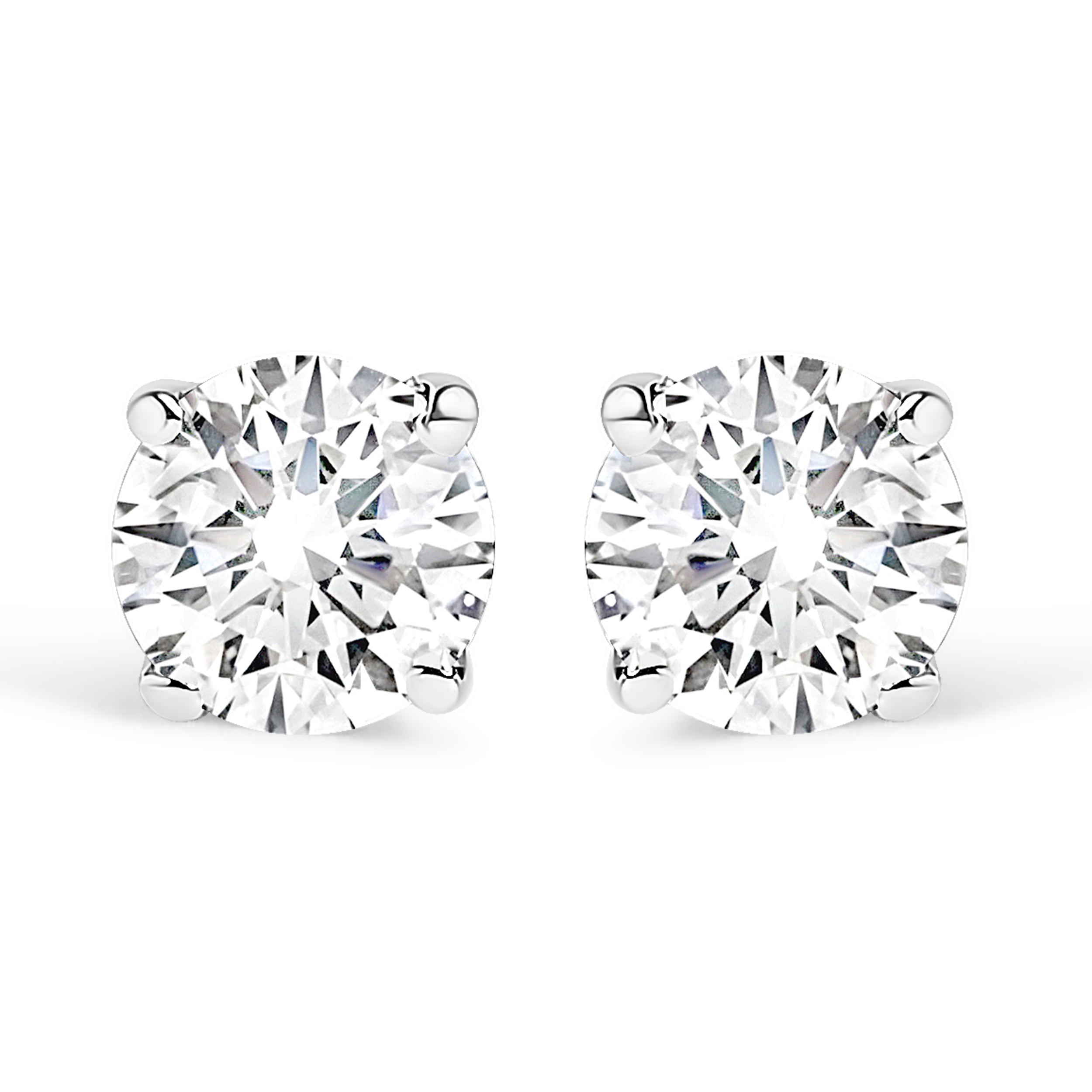 14K White Gold 1/2 Cttw Round Lab Grown Diamond Solitaire Stud Earrings
