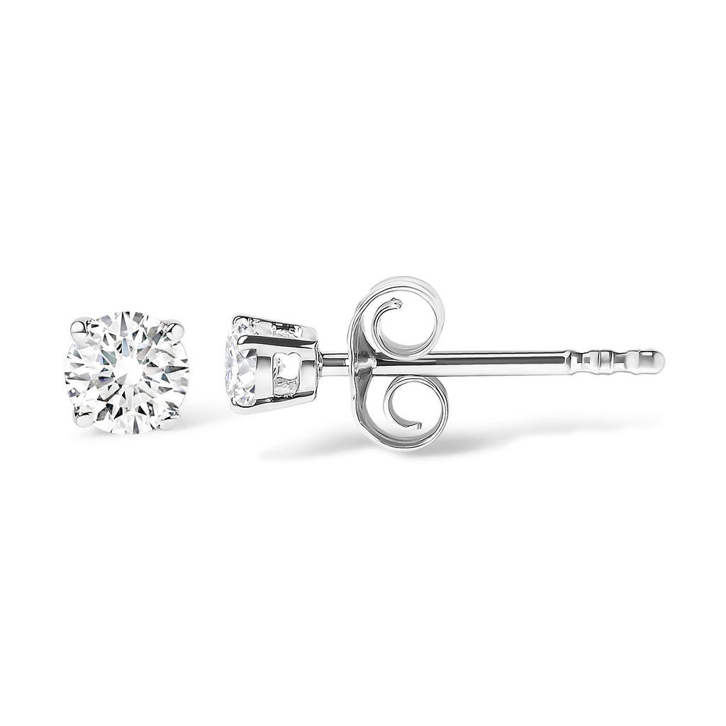 14K White Gold 1/2 Cttw Round Lab Grown Diamond Solitaire Stud Earrings