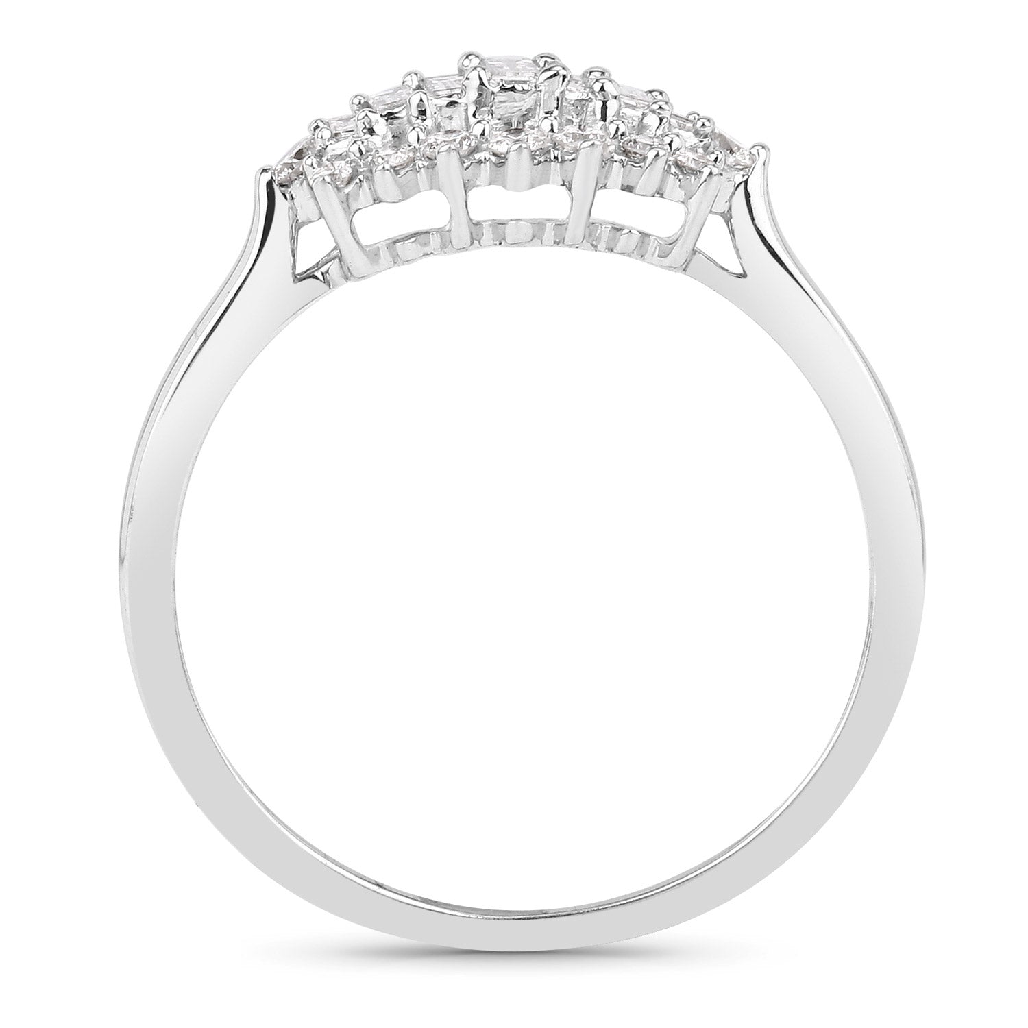 0.37 Carat Genuine White Diamond 14K White Gold Ring (E-F Color, VS-SI Clarity)