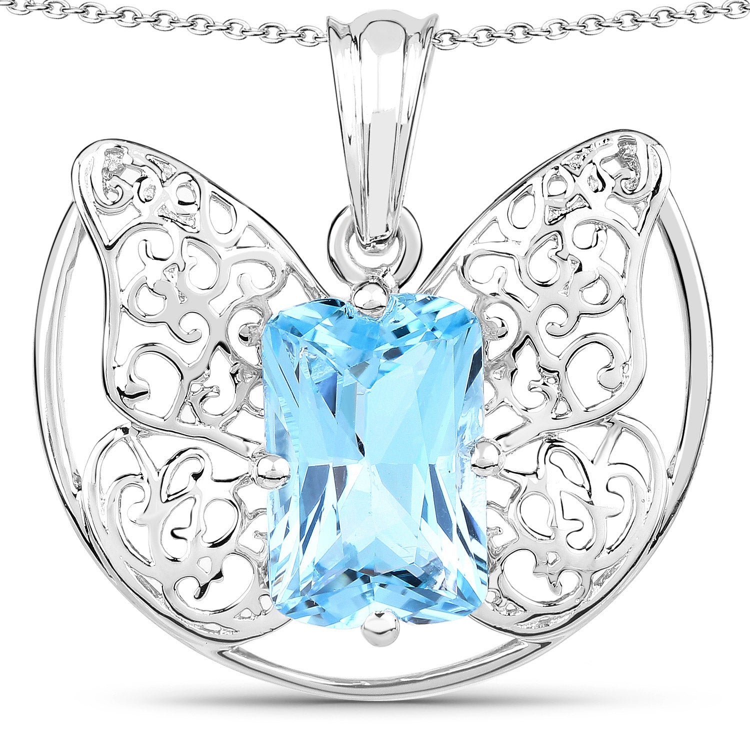 11.10 Carat Genuine Swiss Blue Topaz .925 Sterling Silver Pendant