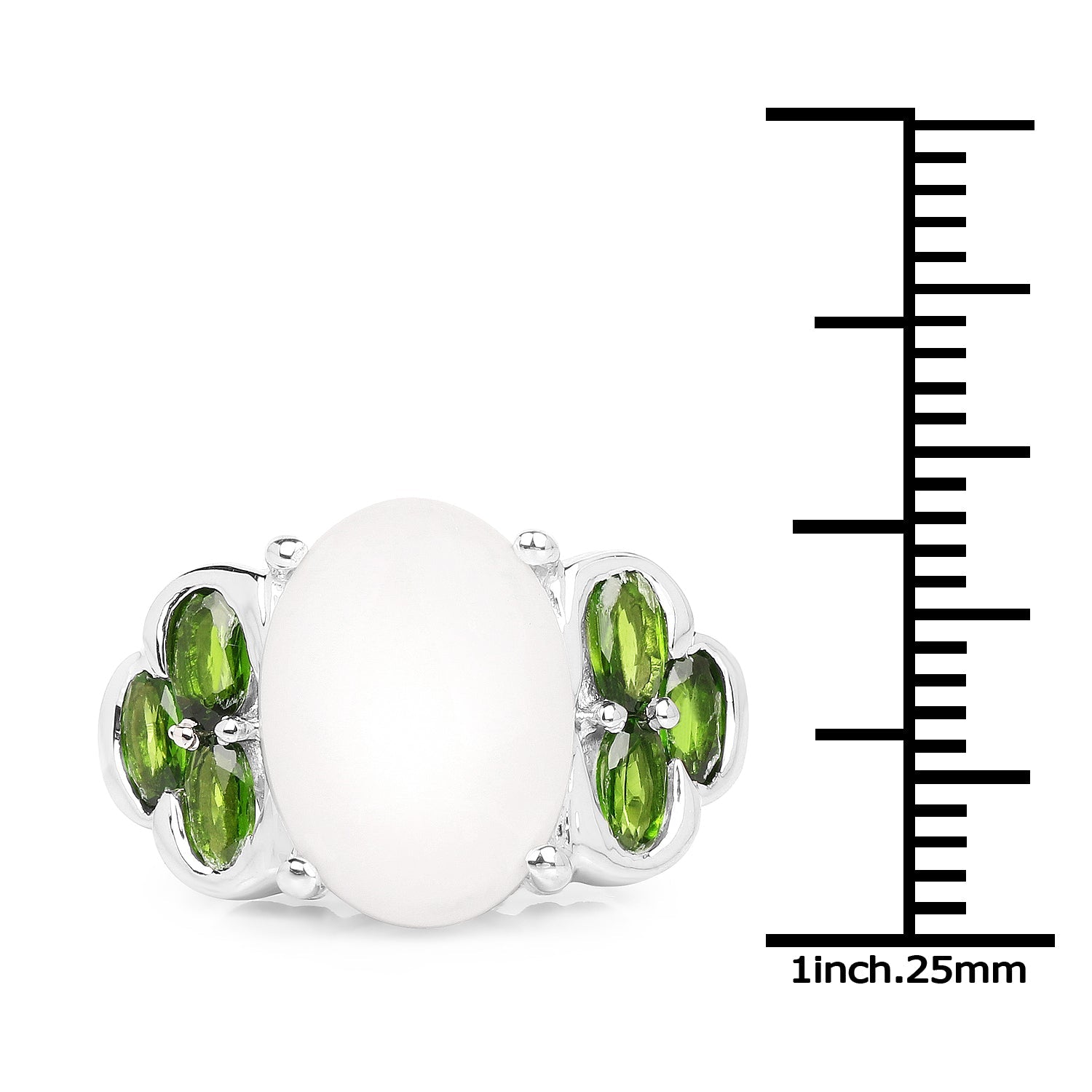4.52 Carat Genuine Opal and Chrome Diopside .925 Sterling Silver Ring