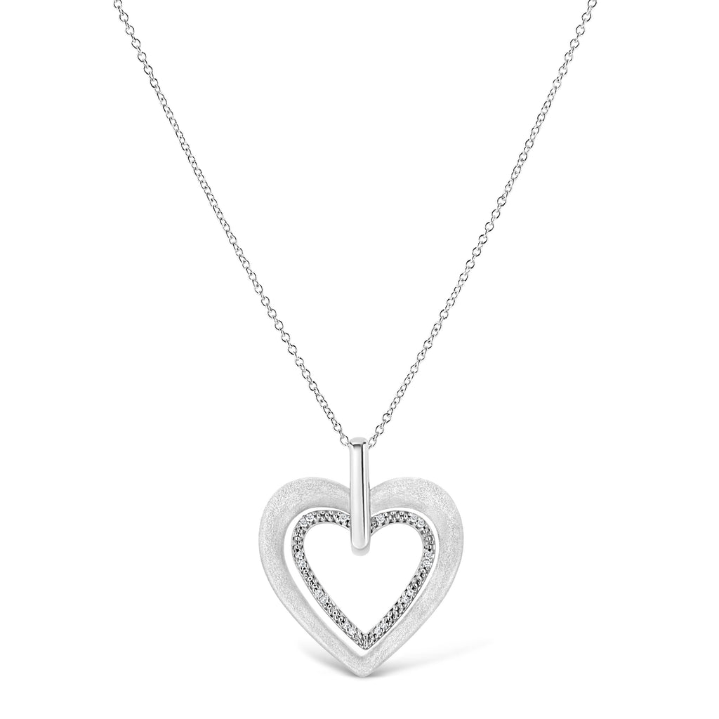 .925 Sterling Silver Prong-Set Diamond Accent Double Heart 18" Pendant Necklace (I-J Color, I1-I2 Clarity)