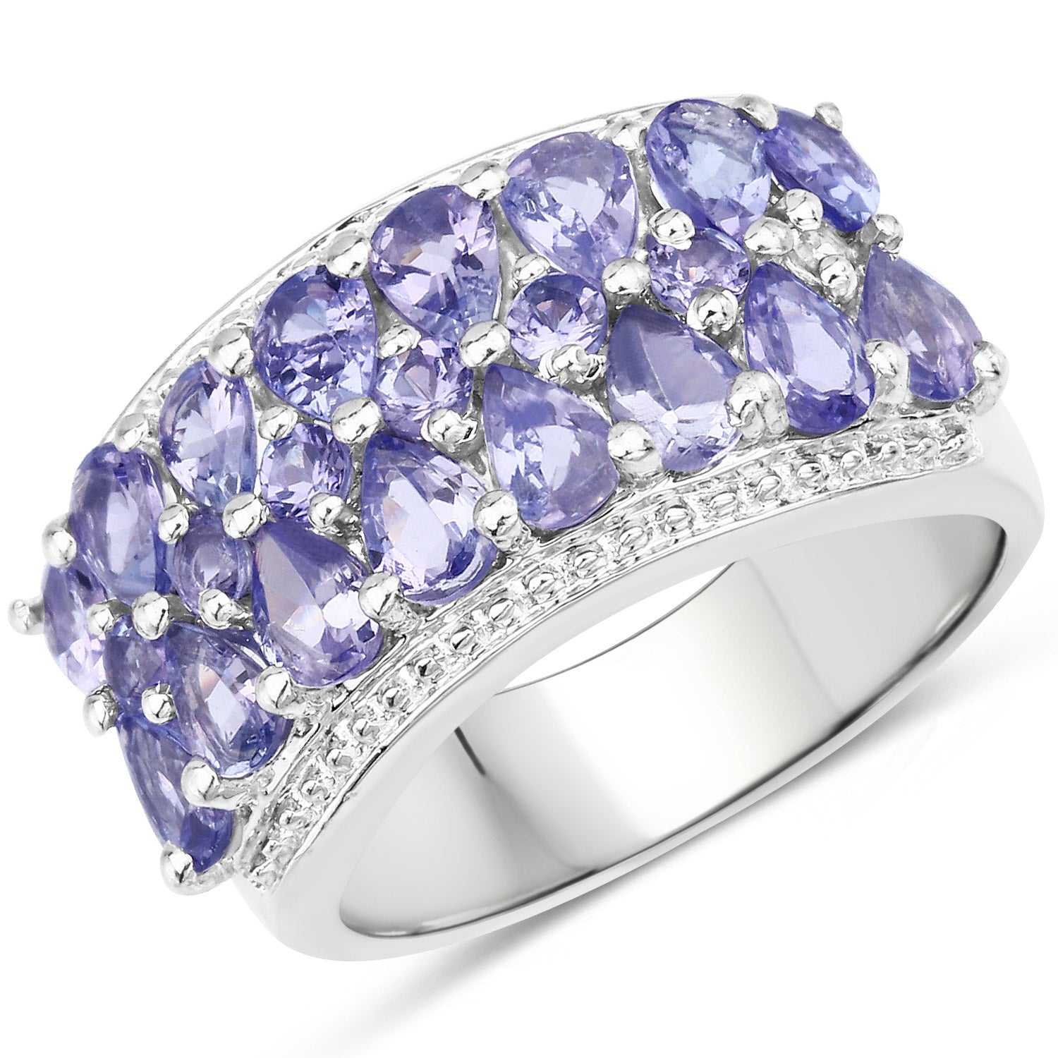 2.59 Carat Genuine Tanzanite .925 Sterling Silver Ring