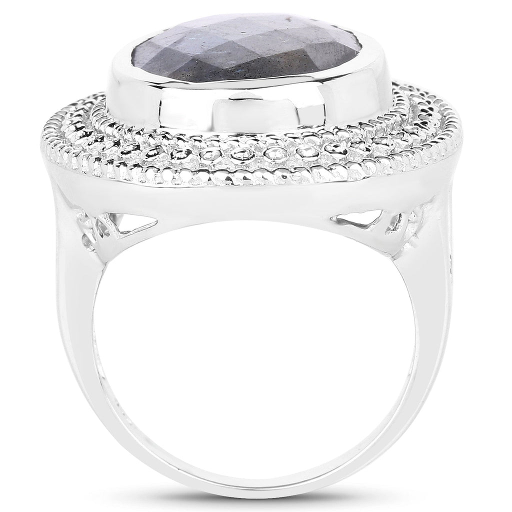 7.00 Carat Genuine Labradorite .925 Sterling Silver Ring