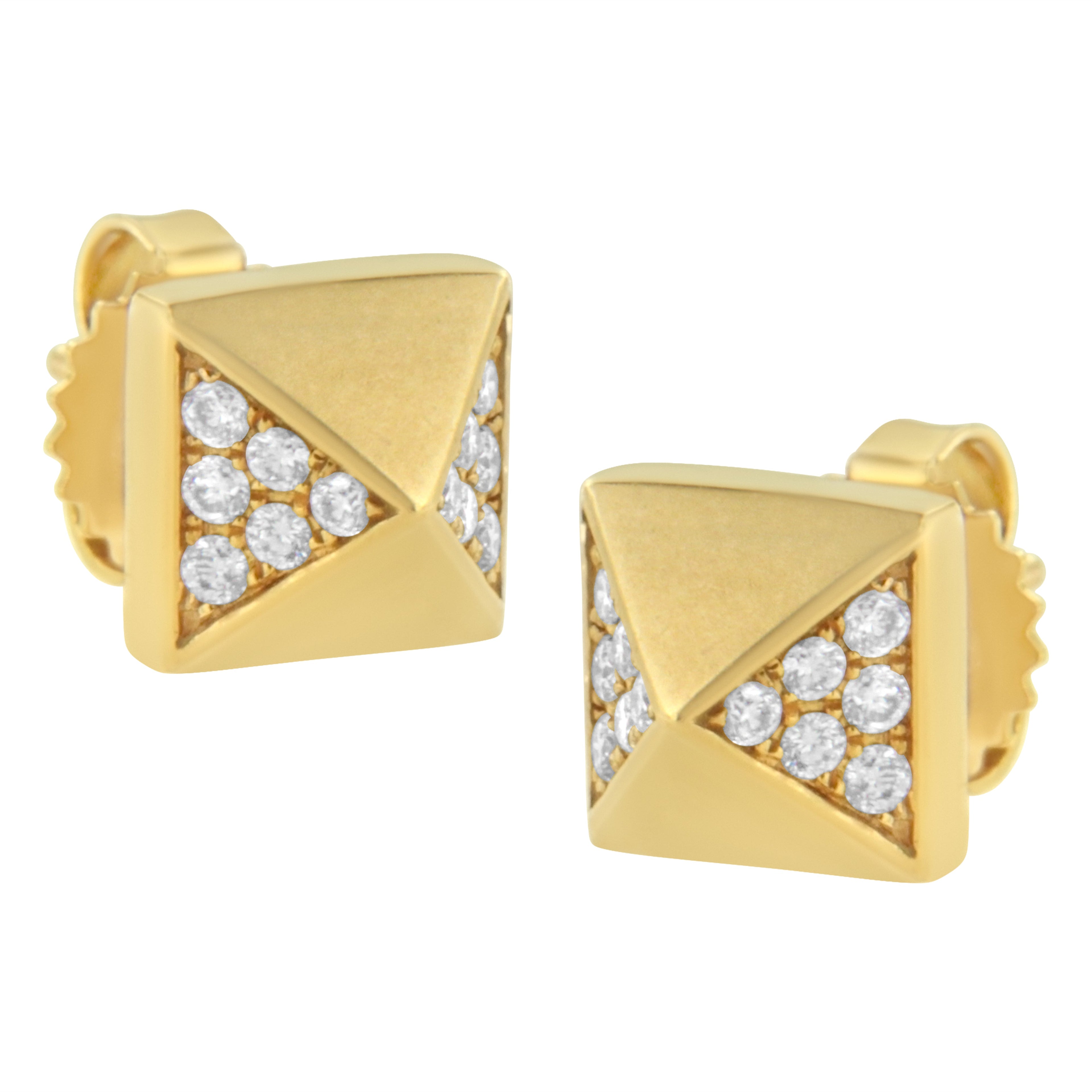 14K Yellow Gold 1/4 Cttw Diamond Pyramid Stud Earring (G-H Color, SI1-SI2 Clarity)
