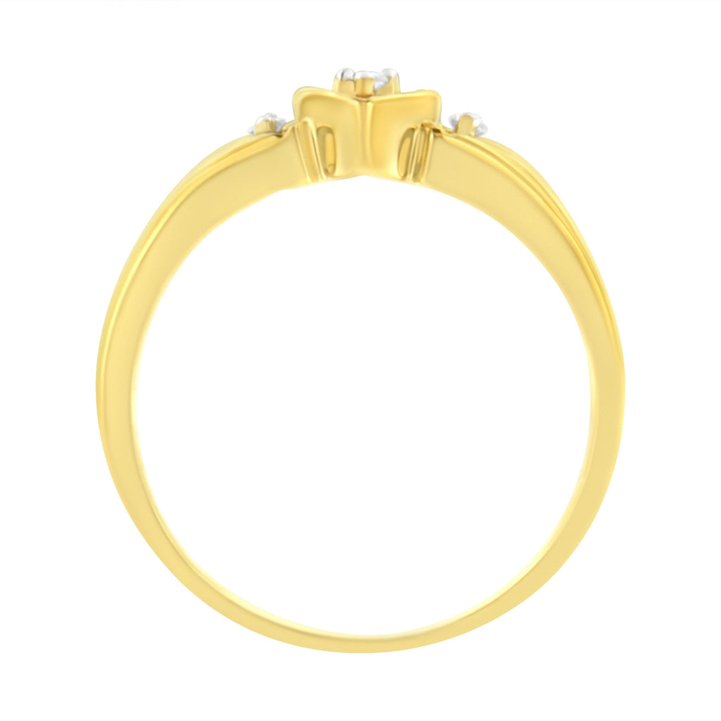 10KT Yellow Gold 1/20 cttw Diamond Triple Heart Diamond Ring (K-L, I1-I2) - Size 7