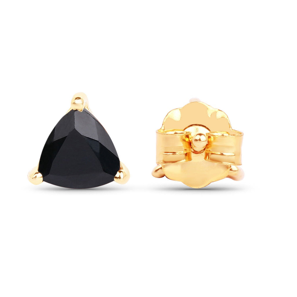 0.70 Carat Genuine Black Sapphire 14K Yellow Gold Earrings