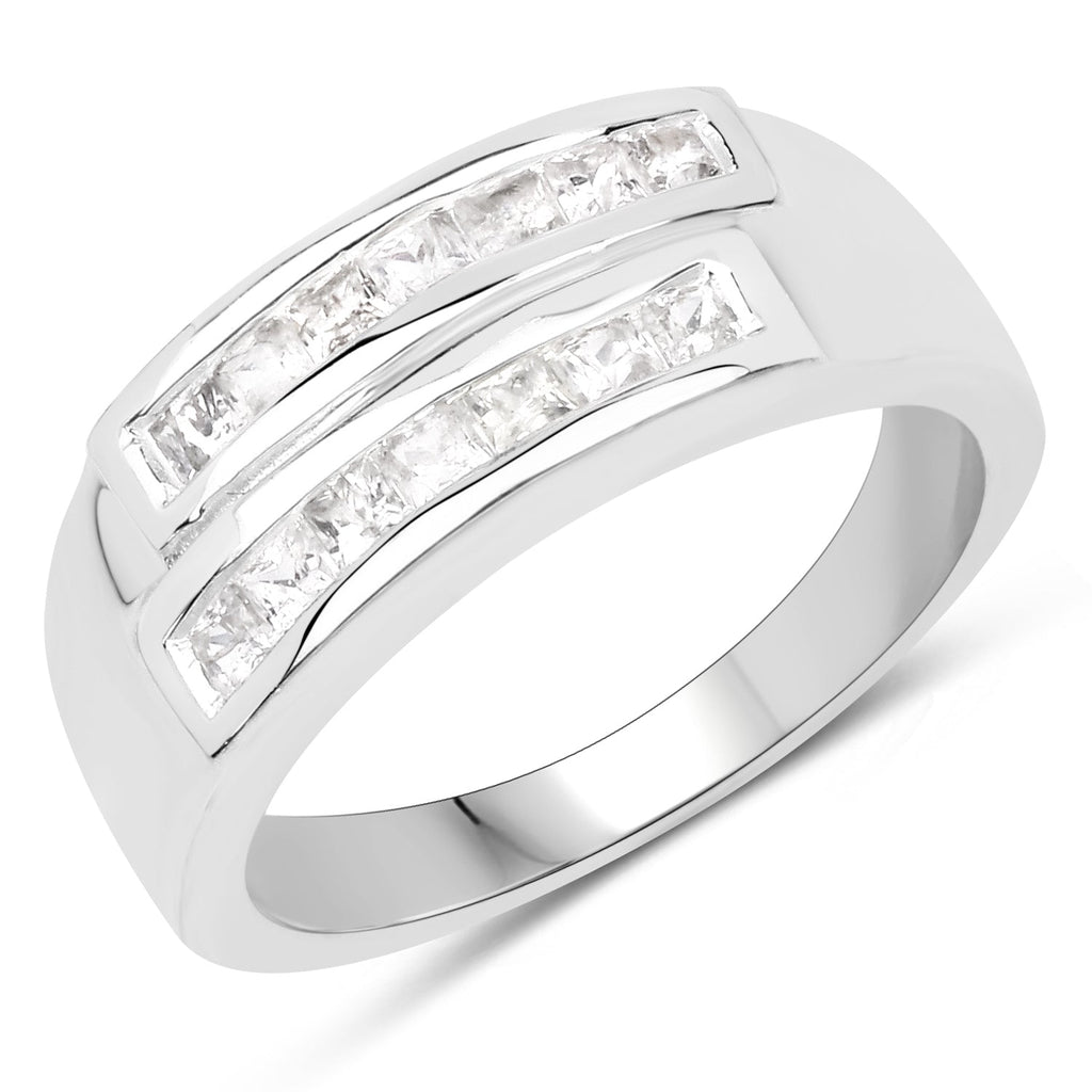 0.70 Carat Genuine White Sapphire .925 Sterling Silver Ring