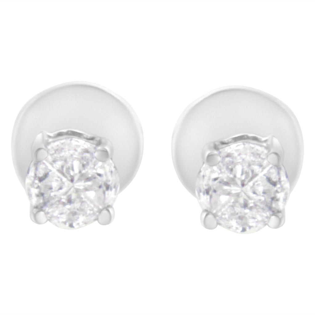 14K White Gold 1/2 Cttw Pie-Cut Diamond Solitaire Stud Earrings (H-I Color, SI1-SI2 Clarity)