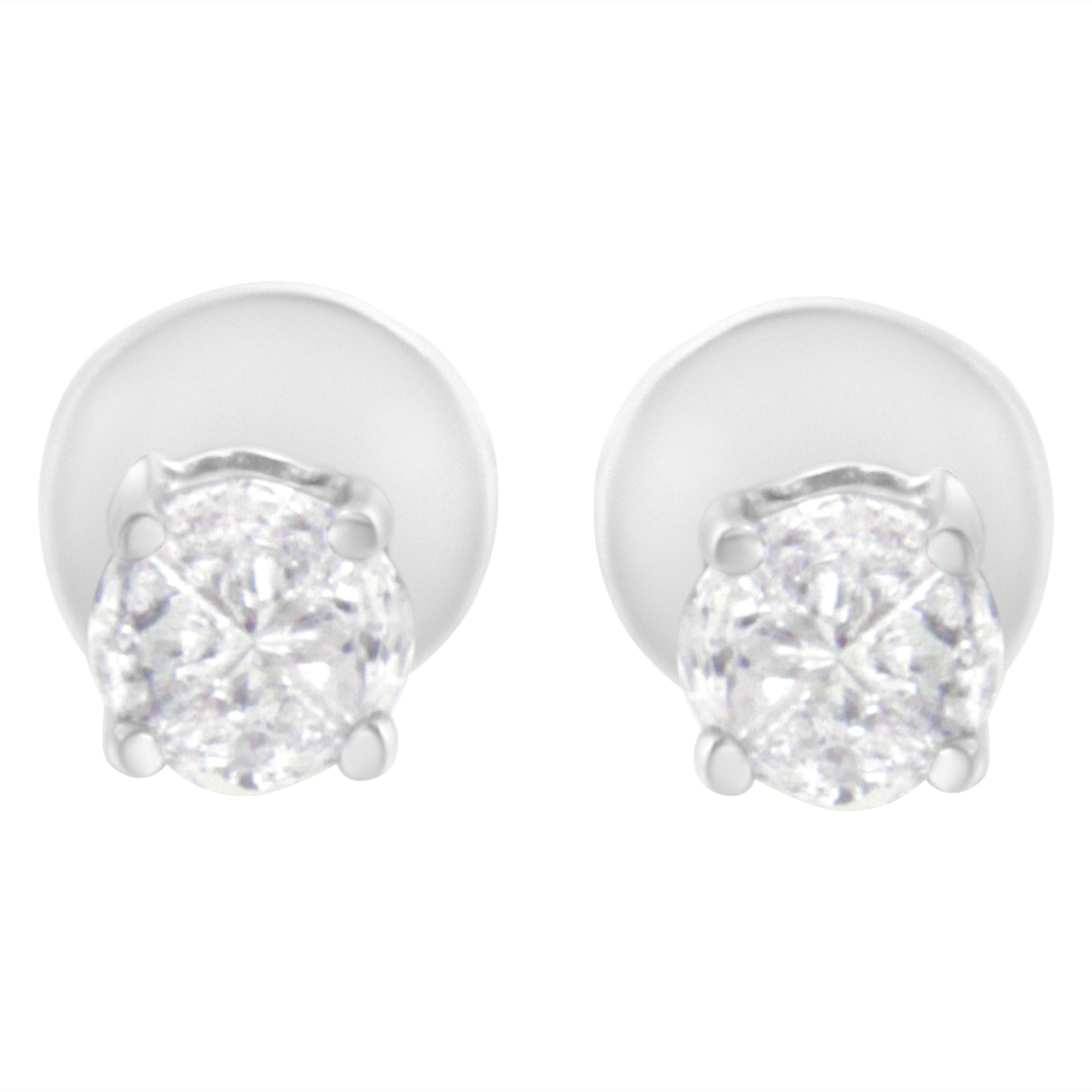 14K White Gold 1/2 Cttw Pie-Cut Diamond Solitaire Stud Earrings (H-I Color, SI1-SI2 Clarity)