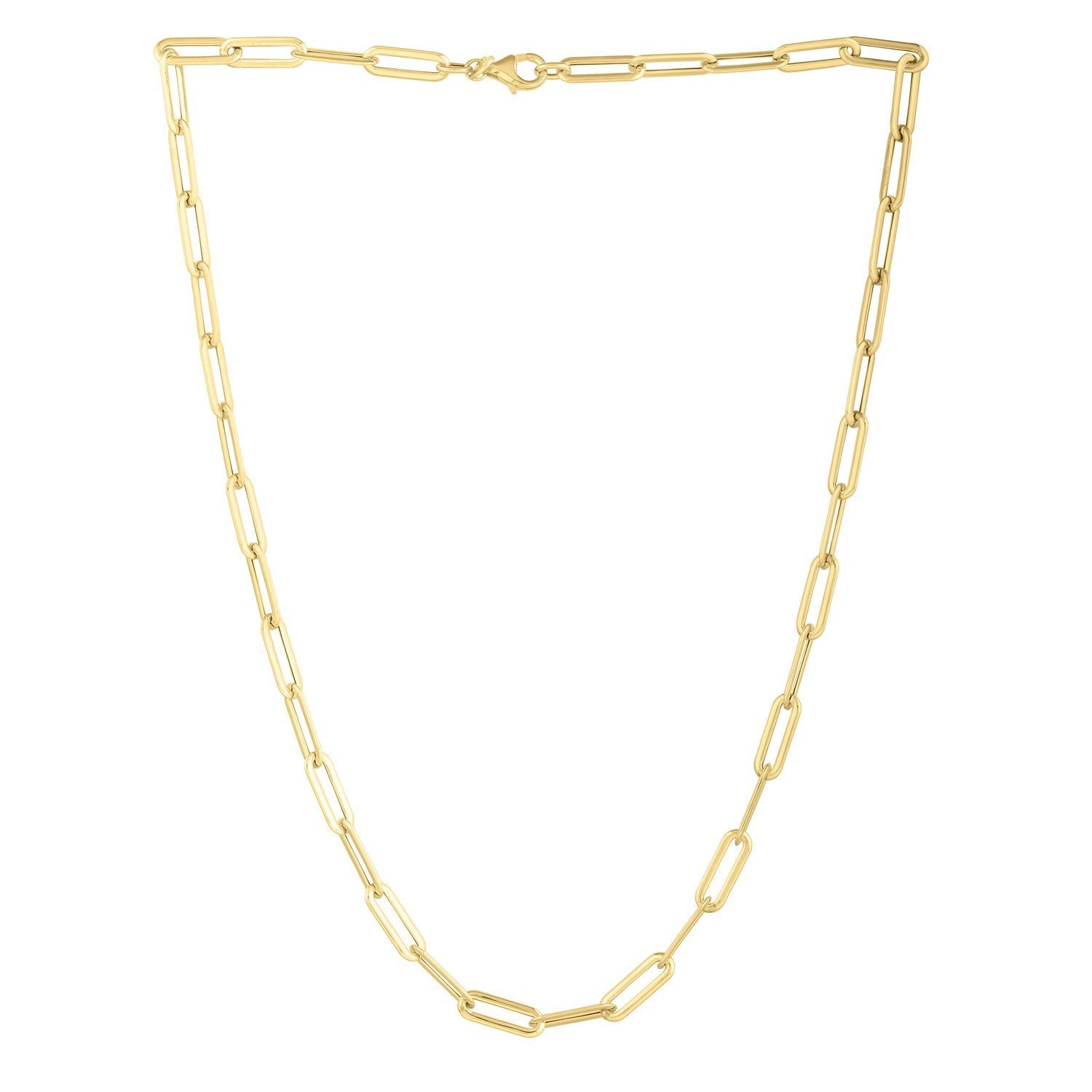 14k Yellow Gold Long Domed Paperclip Chain Necklace (4.80 mm)
