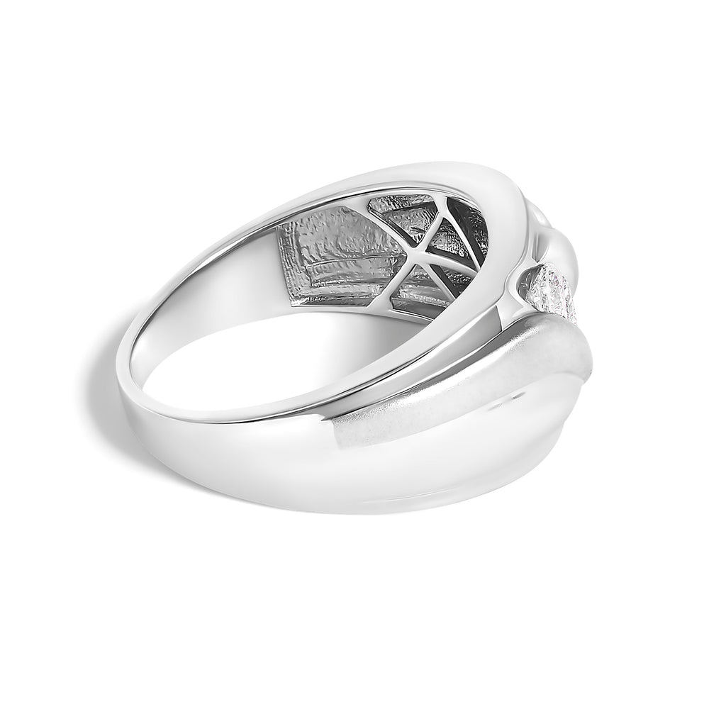 Men's .925 Sterling Silver 1/2 Cttw Diamond Channel Set 3-Stone Band Ring - Ring Size 10