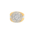 10K Yellow Gold 1 1/2 Cttw Diamond Cluster and Halo Signet Mens Ring (K-L Color, I1-I2 Clarity) - Size 10