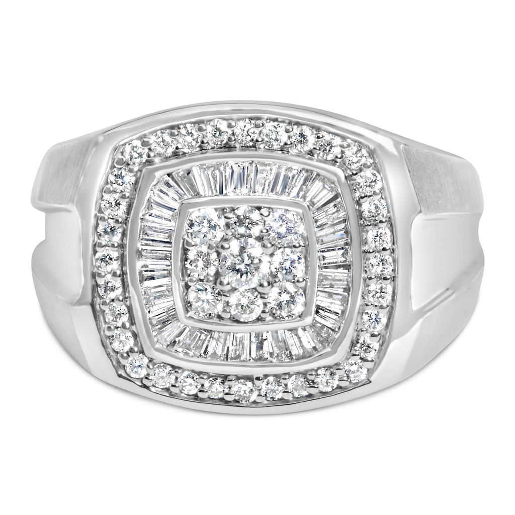 14K White Gold Men's 1 CTTW Diamond Band Ring