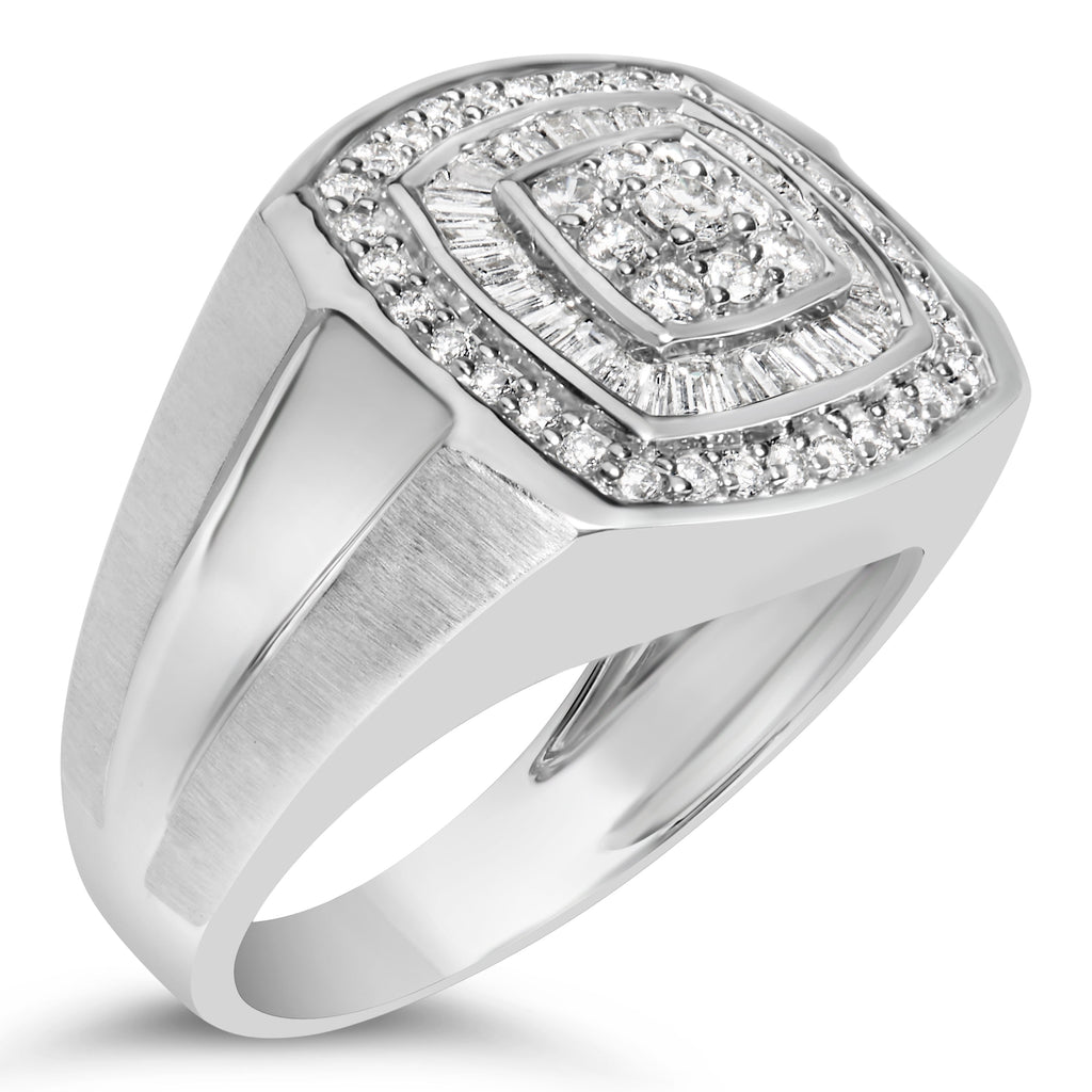 14K White Gold Men's 1 CTTW Diamond Band Ring