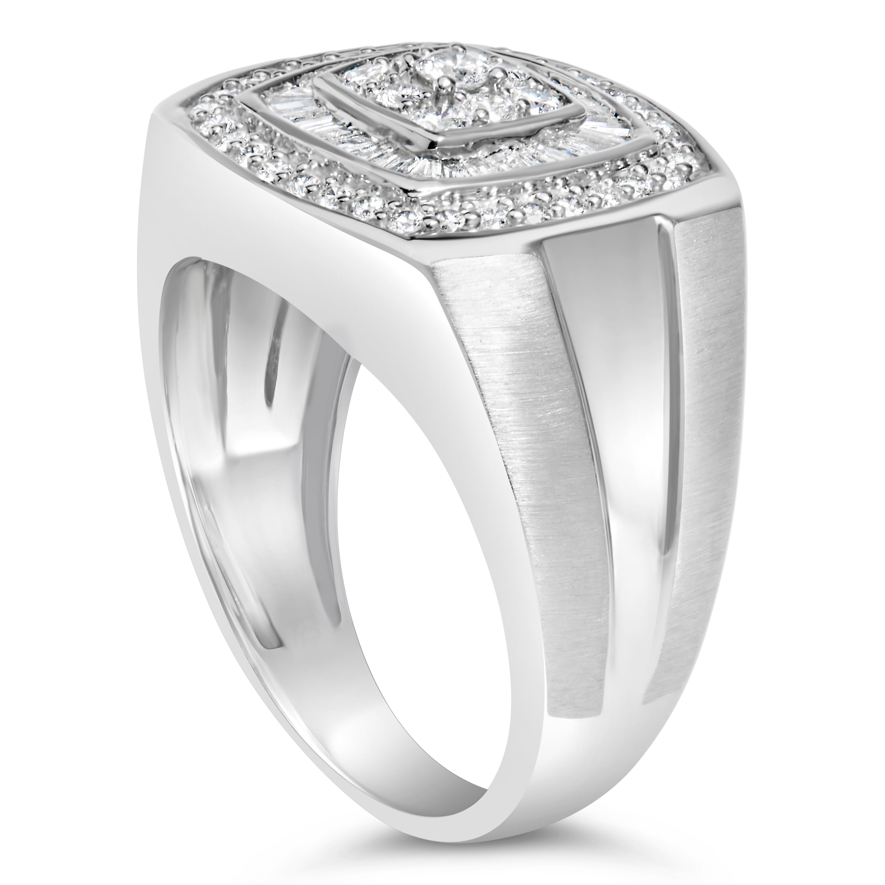 14K White Gold Men's 1 CTTW Diamond Band Ring