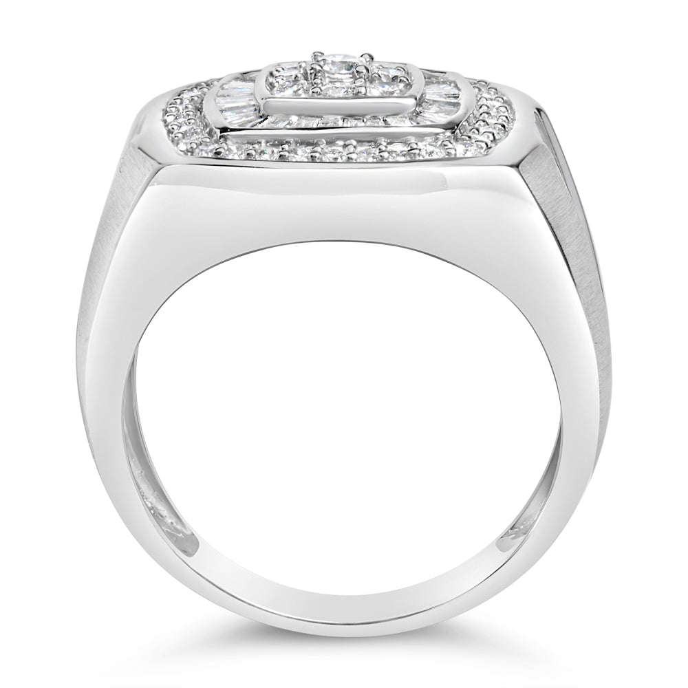 14K White Gold Men's 1 CTTW Diamond Band Ring