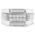 Men's .925 Sterling Silver 1.00 Cttw Diamond Multi Row Band Ring -Size 10