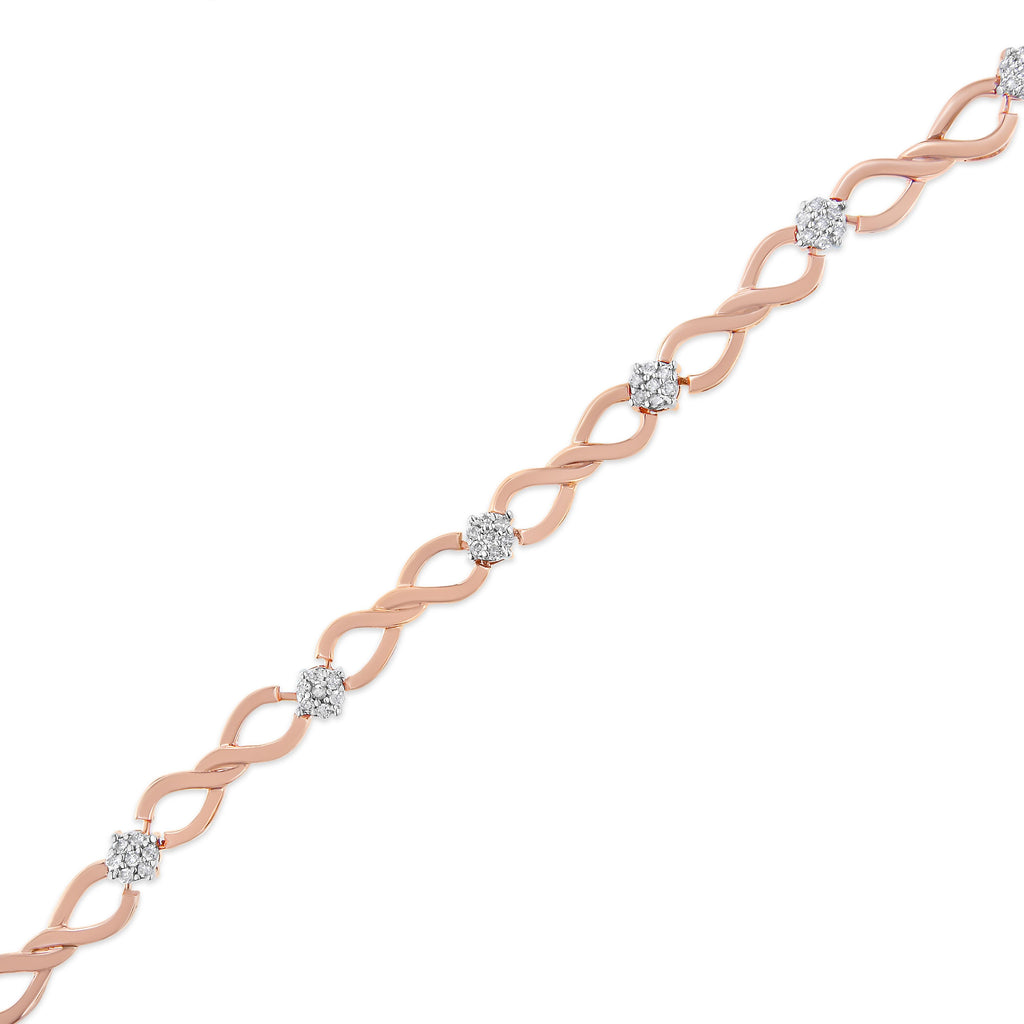 10K Rose Gold Plated .925 Sterling Silver 1/2 Cttw Diamond Infinity Link Tennis Bracelet (H-I Color, I2-I3 Clarity) -7â€