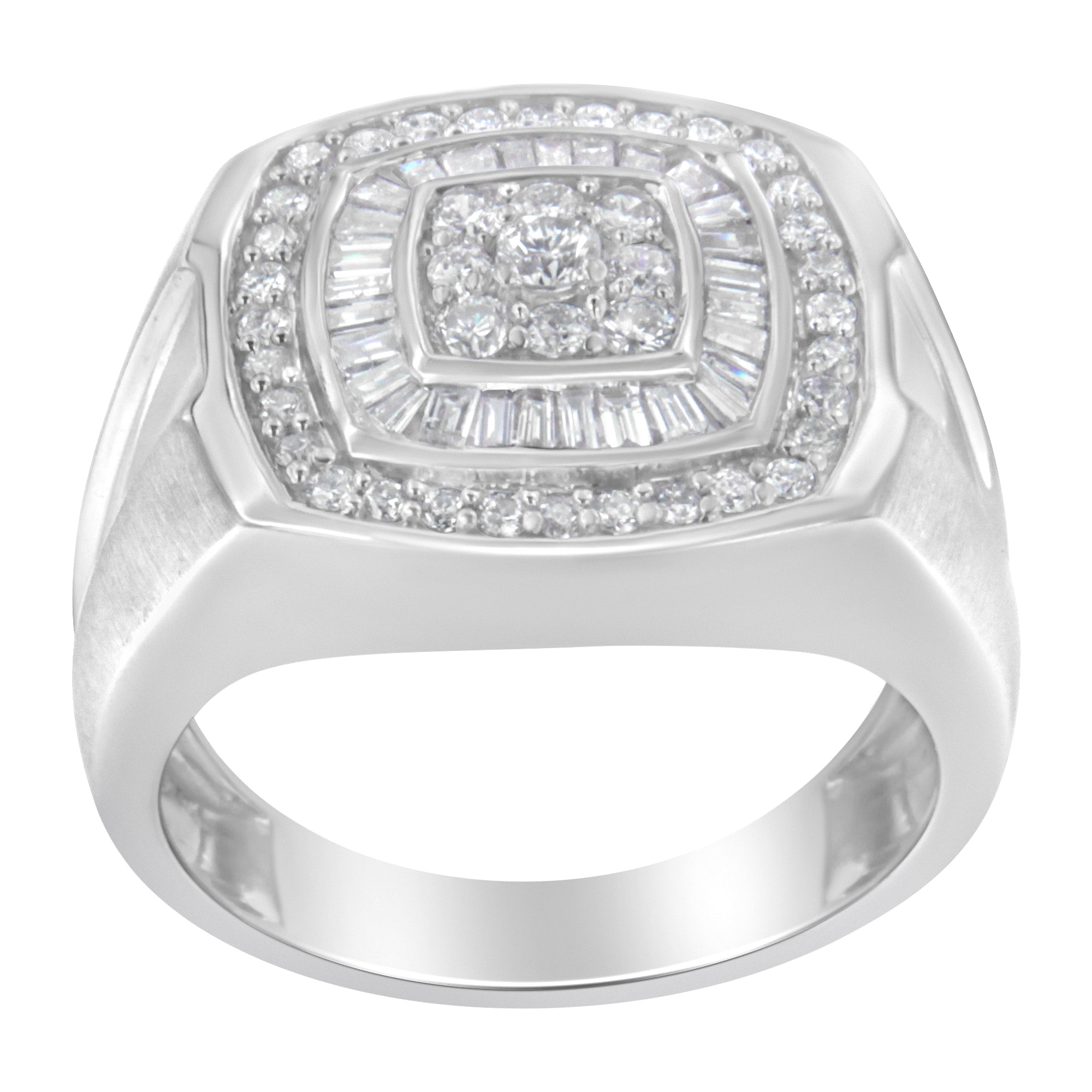 14K White Gold Men's 1 CTTW Diamond Band Ring