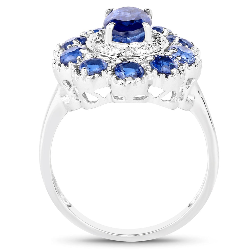 2.47 Carat Genuine Kyanite & White Topaz .925 Sterling Silver Ring