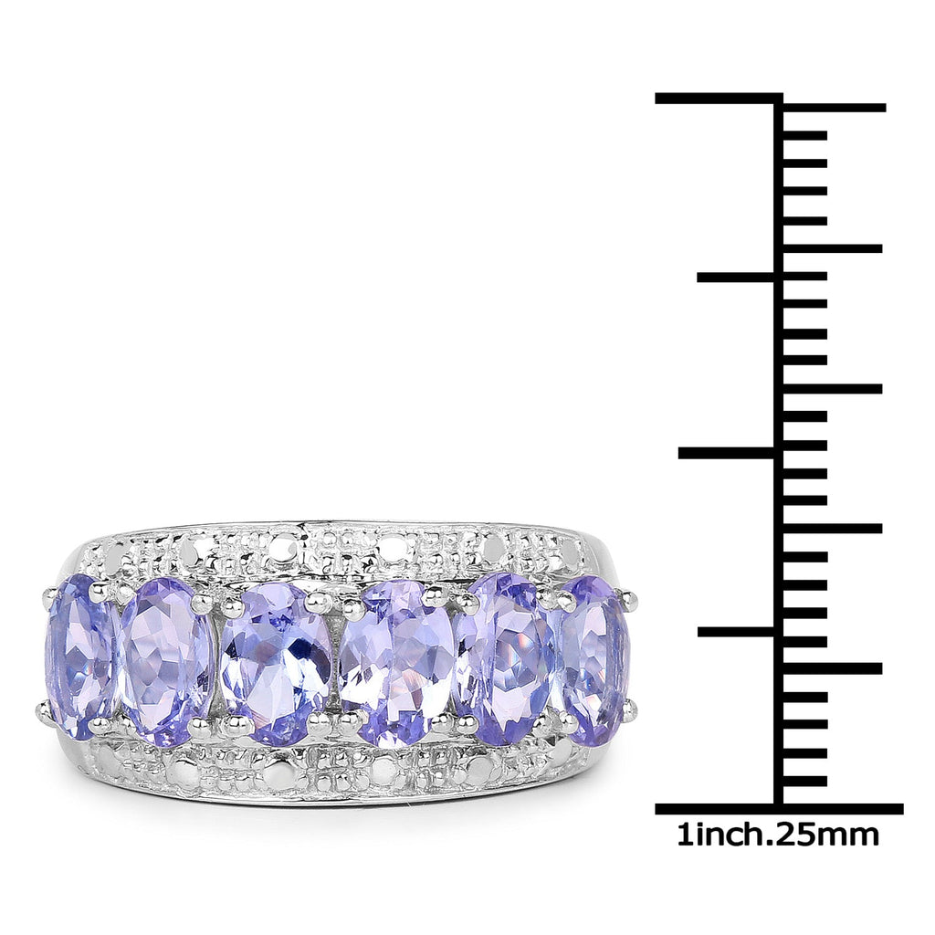 2.64 Carat Genuine Tanzanite .925 Sterling Silver Ring