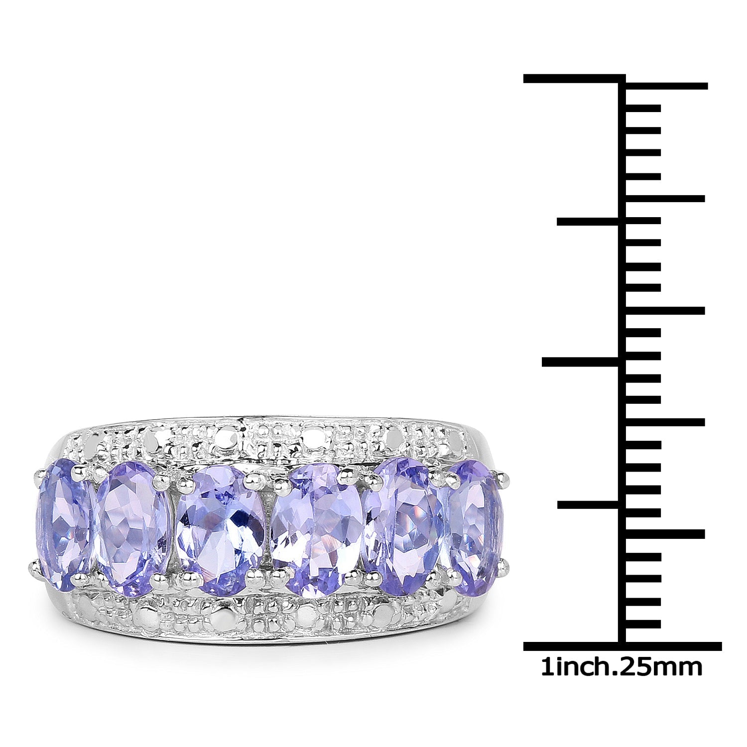 2.64 Carat Genuine Tanzanite .925 Sterling Silver Ring