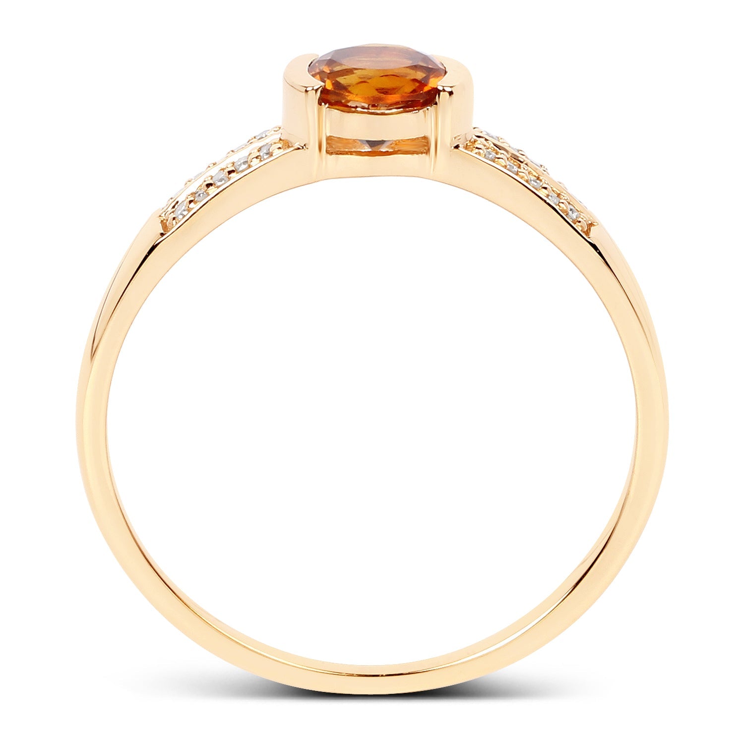 0.51 Carat Genuine Citrine and White Diamond 14K Yellow Gold Ring