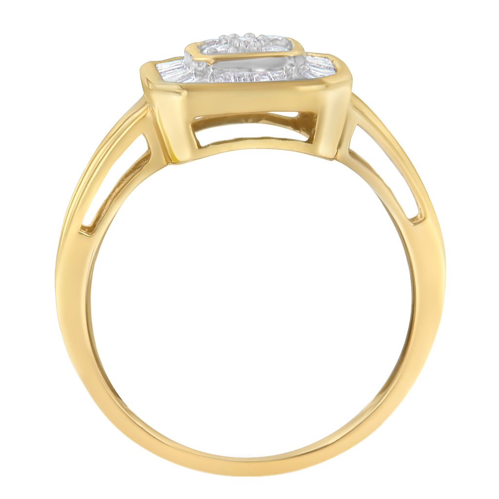 10K Yellow Gold Diamond Cocktail Ring (1/2 Cttw, I-J Color, SI2-I1 Clarity) - Size 6