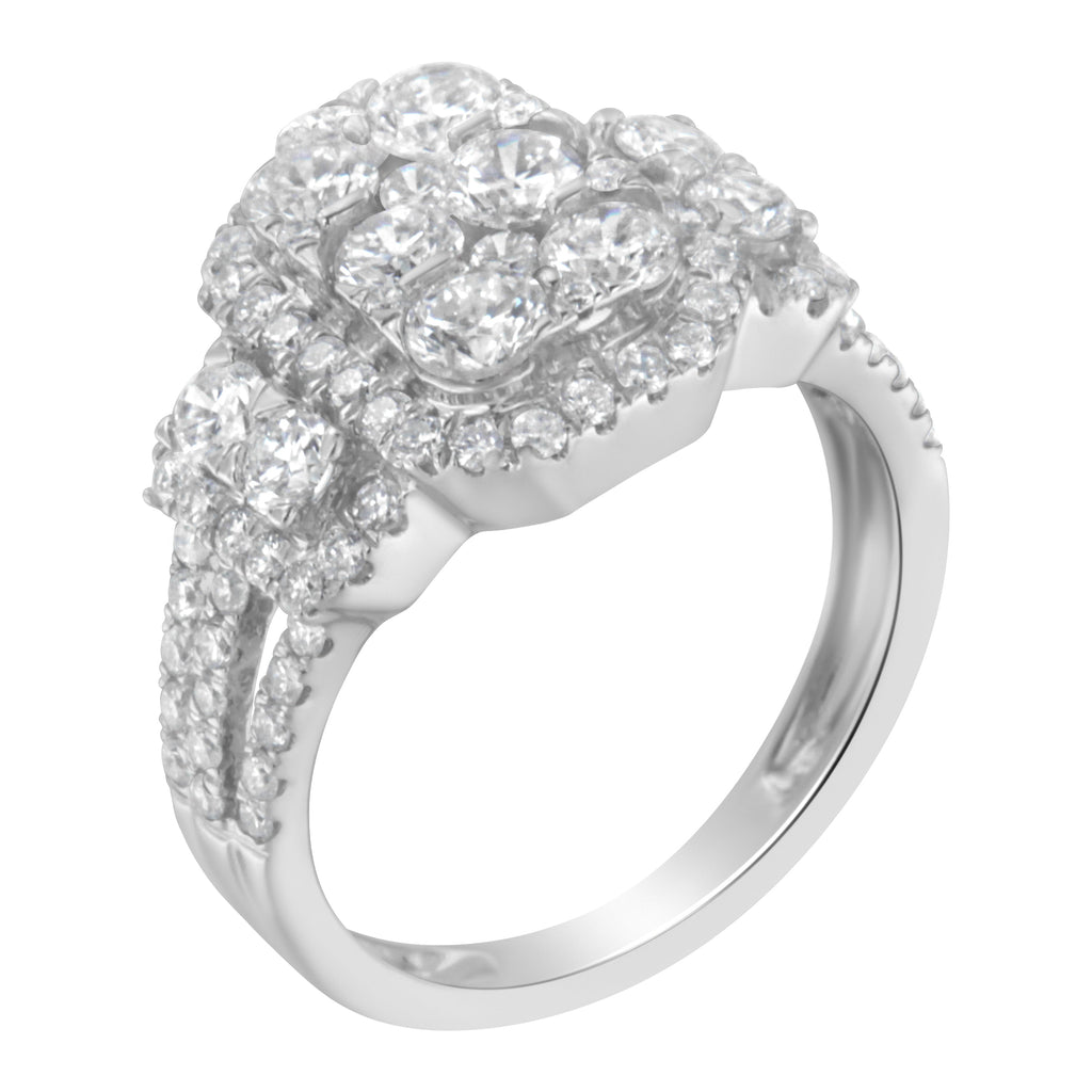 14K White Gold 2 1/4 Cttw Diamond Cocktail Cluster Ring (G-H Color, SI2-I1 Clarity) - Size 7