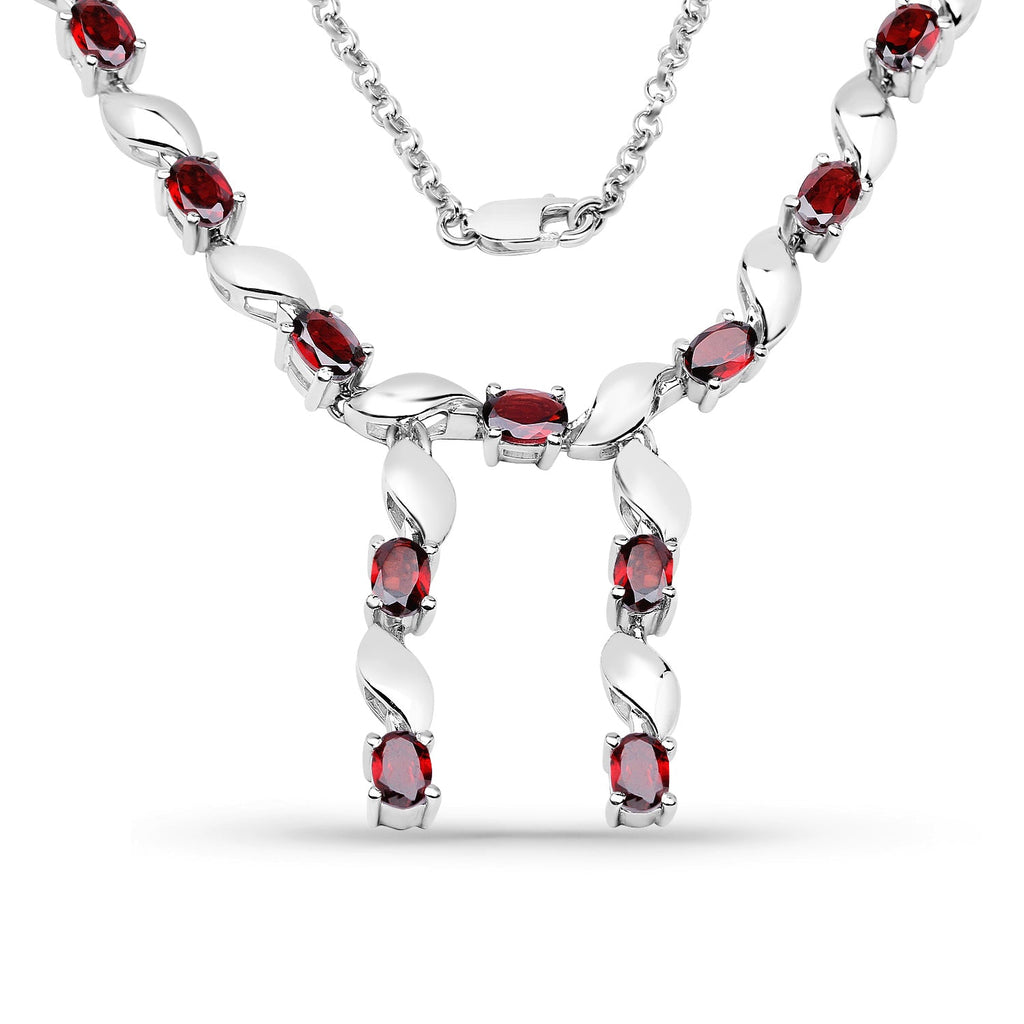 7.65 Carat Genuine Garnet .925 Sterling Silver Necklace