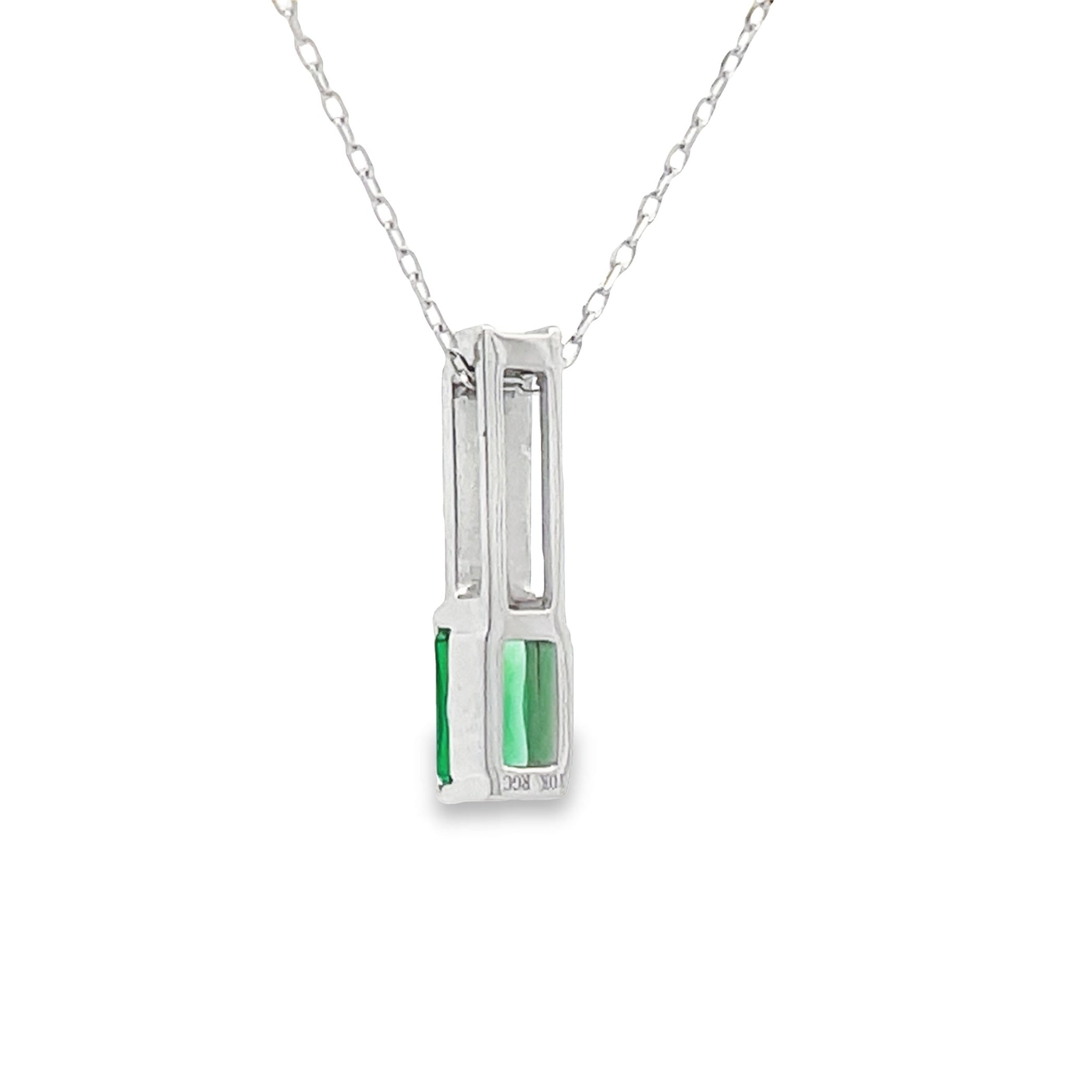 .06ct Created Emerald Fashion Pendants 10KT White Gold