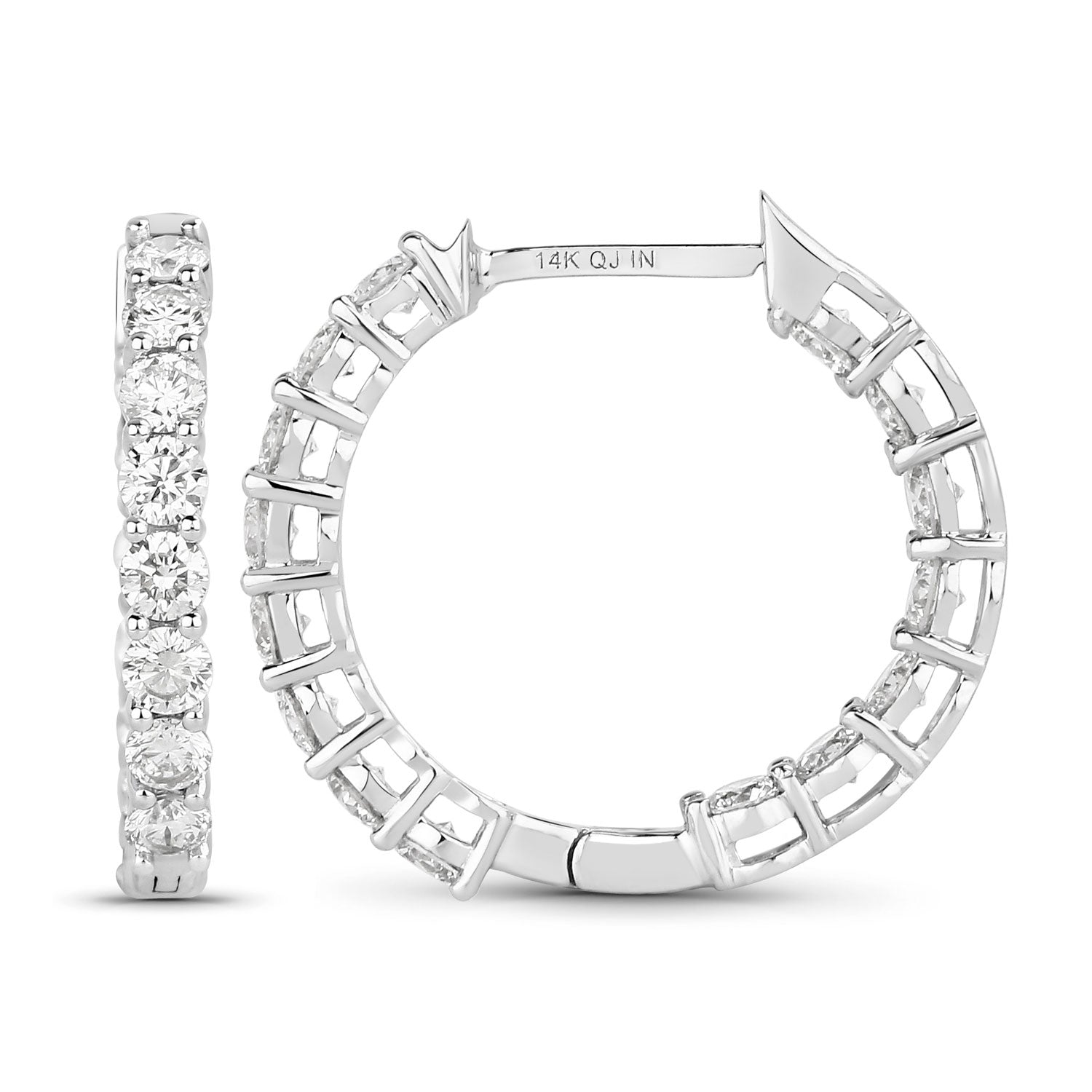 2.04 Carat Genuine Lab Grown Diamond 14K White Gold Earrings