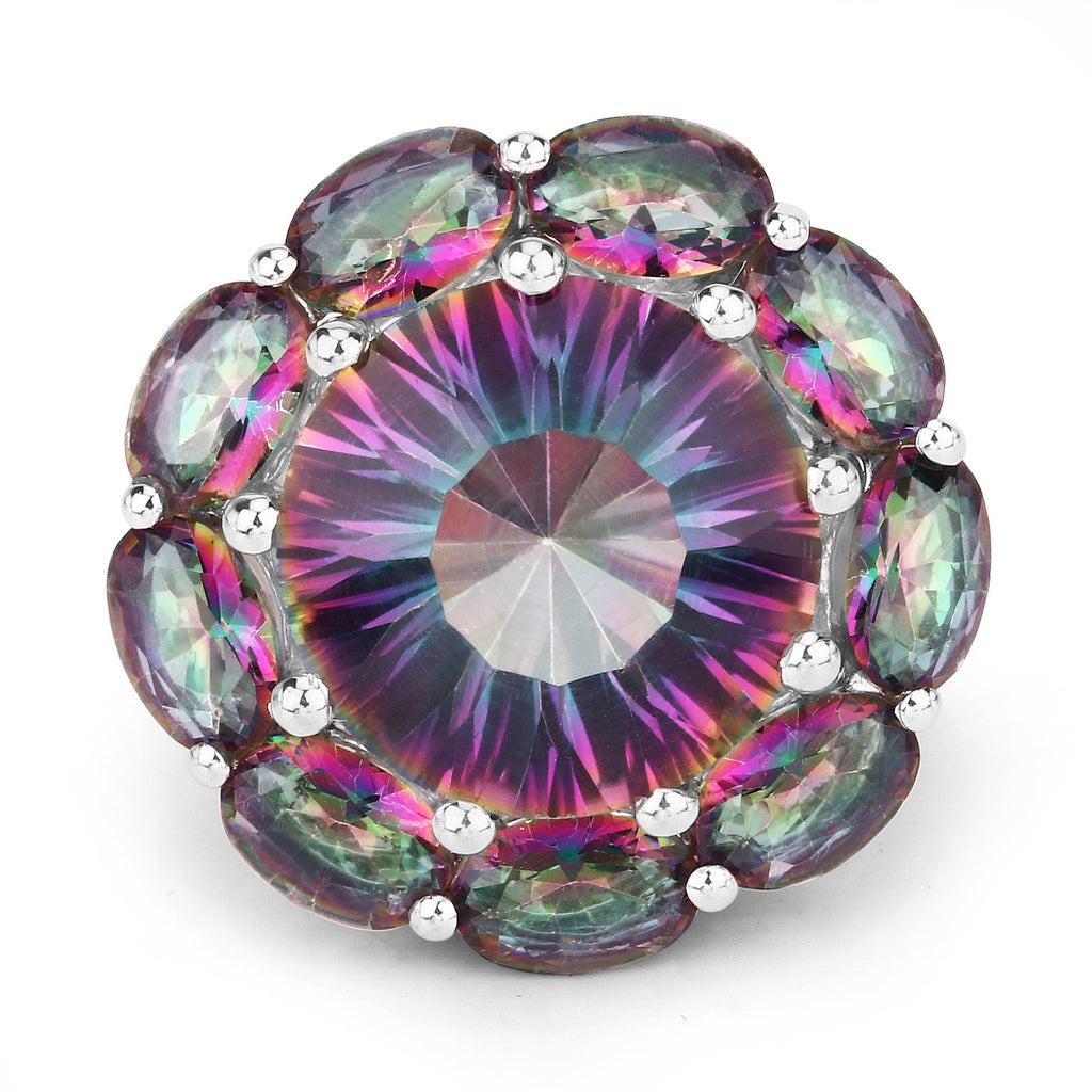 11.45 Carat Genuine Rainbow Quartz .925 Sterling Silver Ring