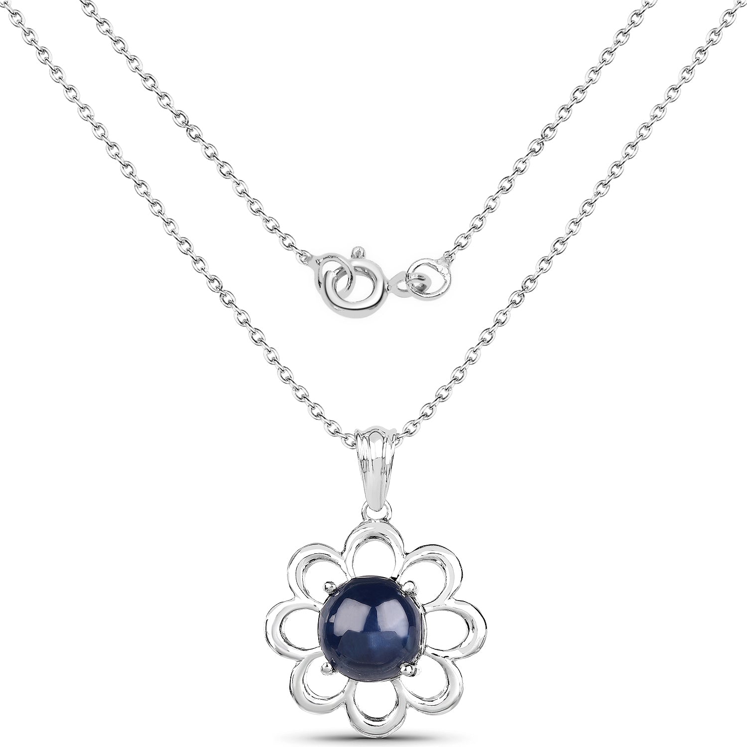 4.65 Carat Genuine Blue Sapphire .925 Sterling Silver Pendant
